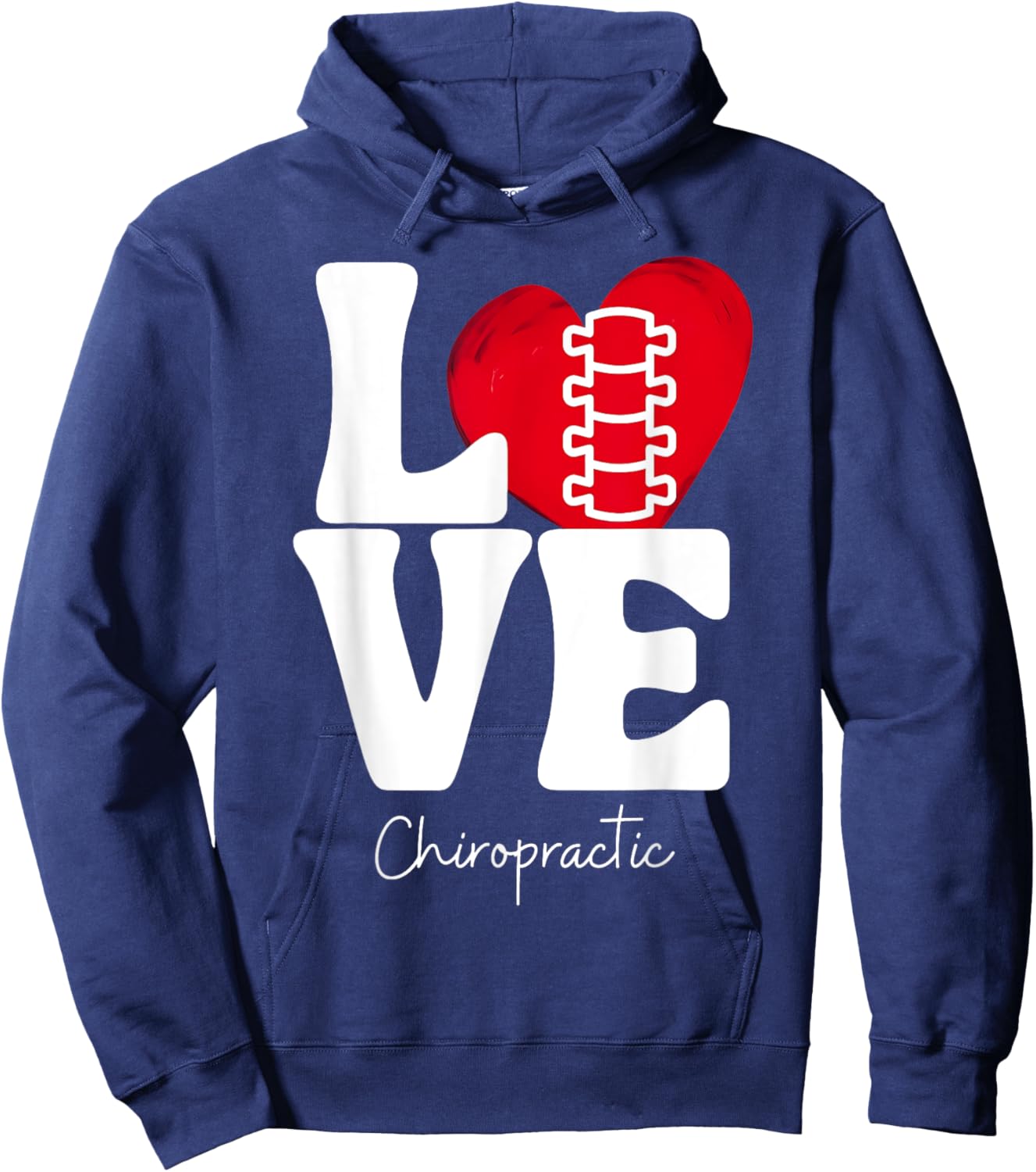 LOVE Retro Chiropractic Heart Spine Adjustment Chiropractor Hoodie - Hoodie | Navy