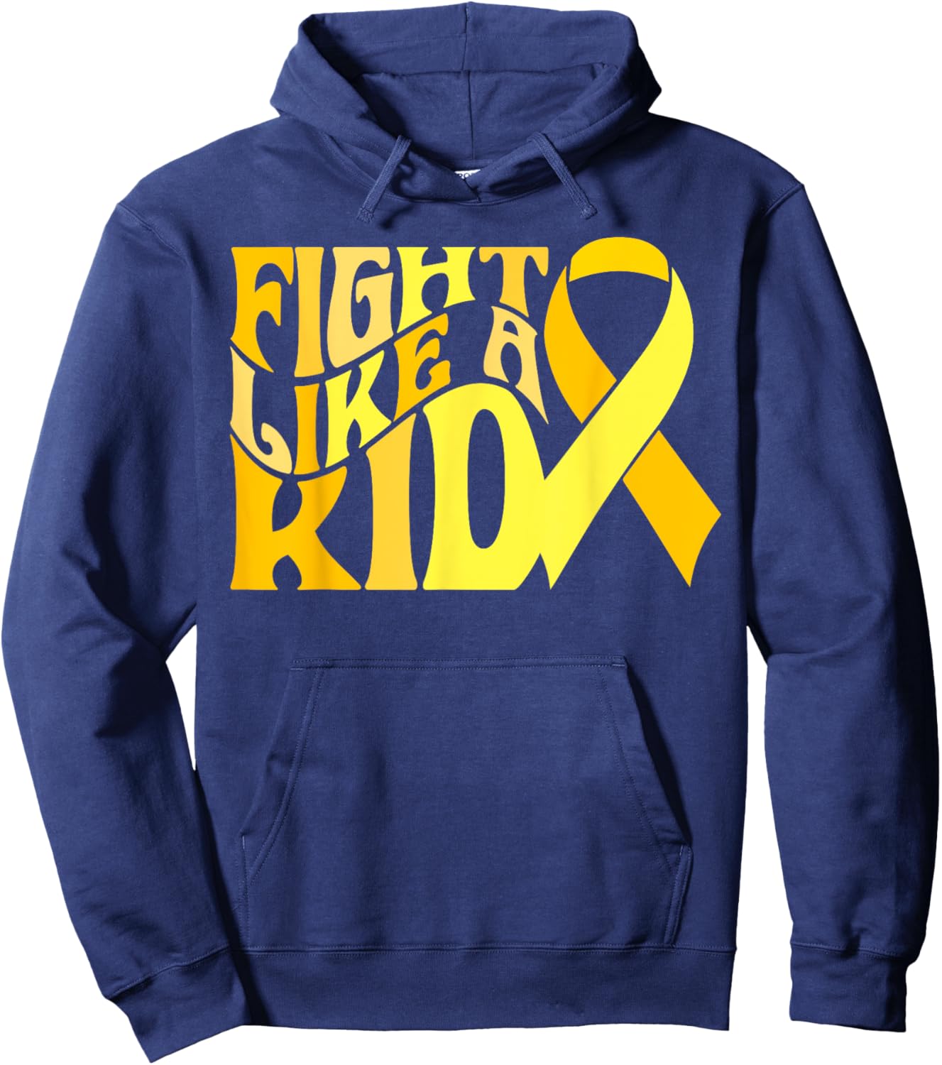 Fight Like Kid Golden Ribbon Childhood Cancer Awareness 2024 Hoodie - Hoodie | Navy