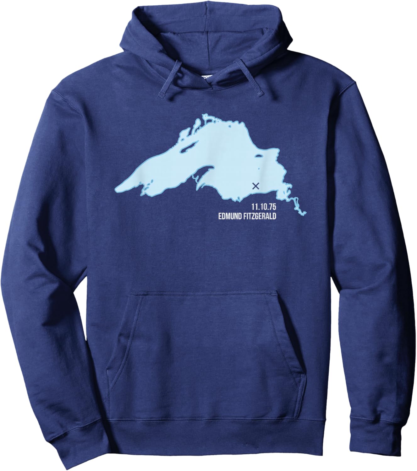 Edmund Fitzgerald Lake Superior Great Lakes Shipwreck Hoodie - Hoodie | Navy