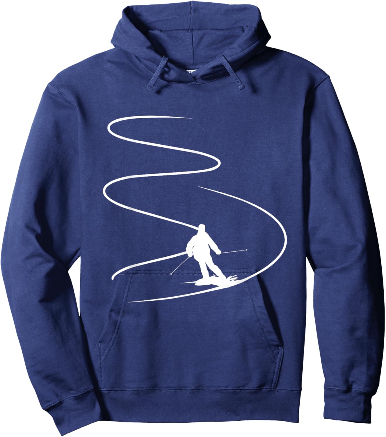 Skier With Tracks In Deep Powder Snow Freeride Sport Skiing Hoodie - Hoodie | Navy
