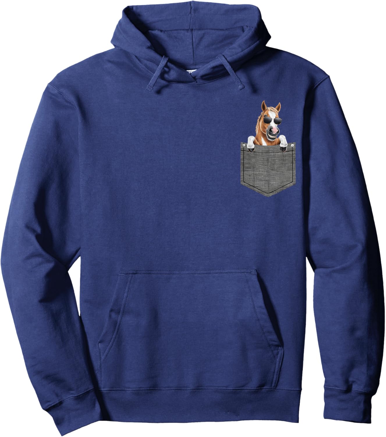 Horse in Pocket Hoodie - Hoodie | Navy