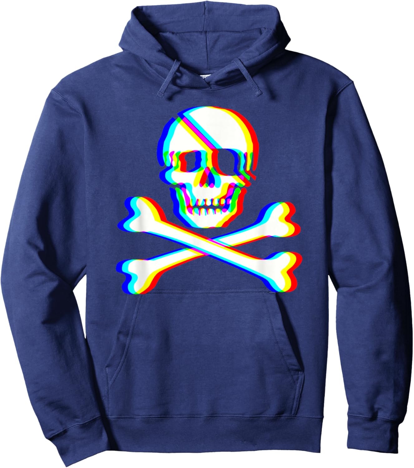 Jolly Roger Trippy Crossbones Skull Halloween Rave EDM Party Hoodie - Hoodie | Navy