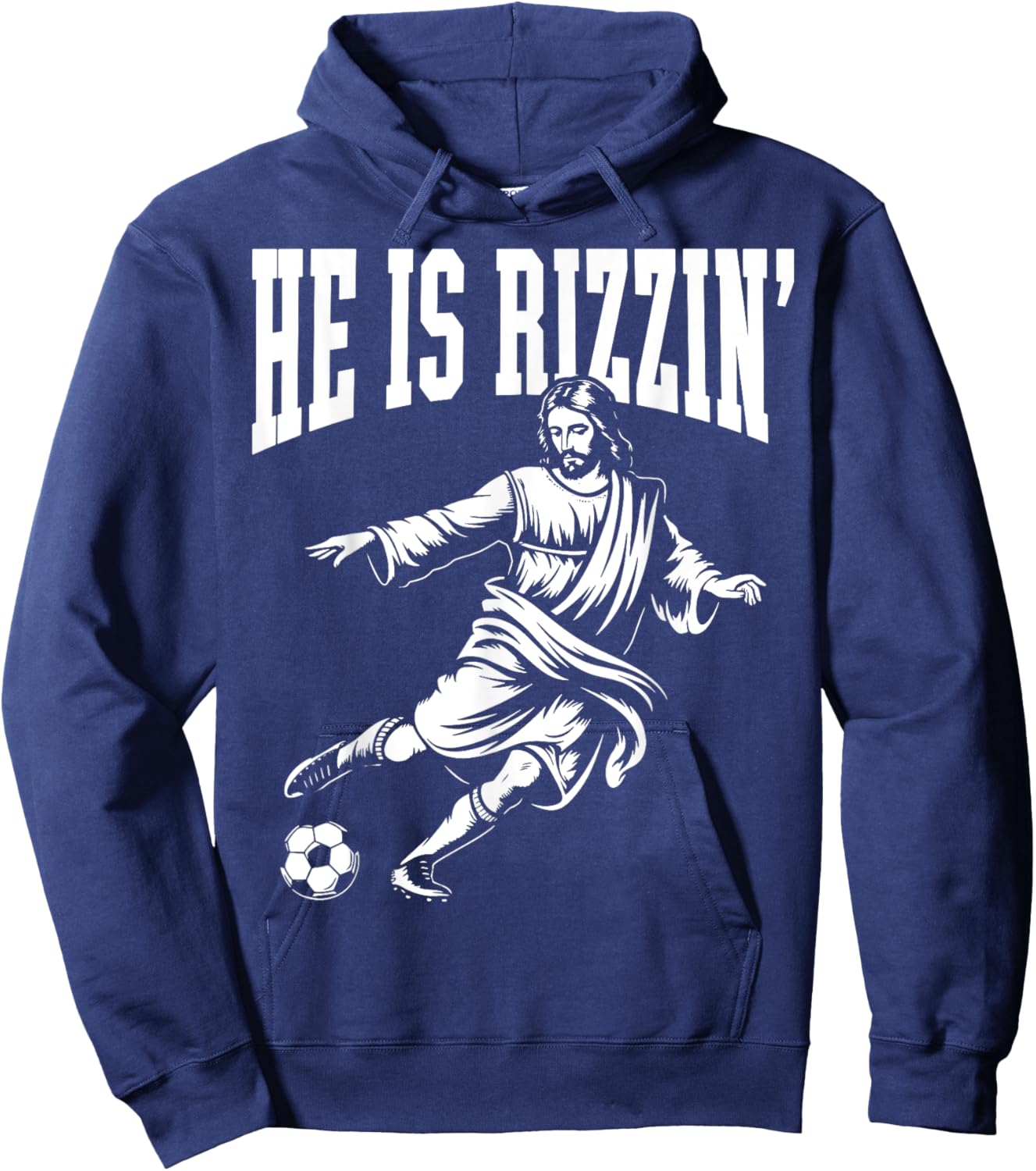 Funny Meme God Christian Christmas He Is Rizzin Jesus Soccer Hoodie - Hoodie | Navy