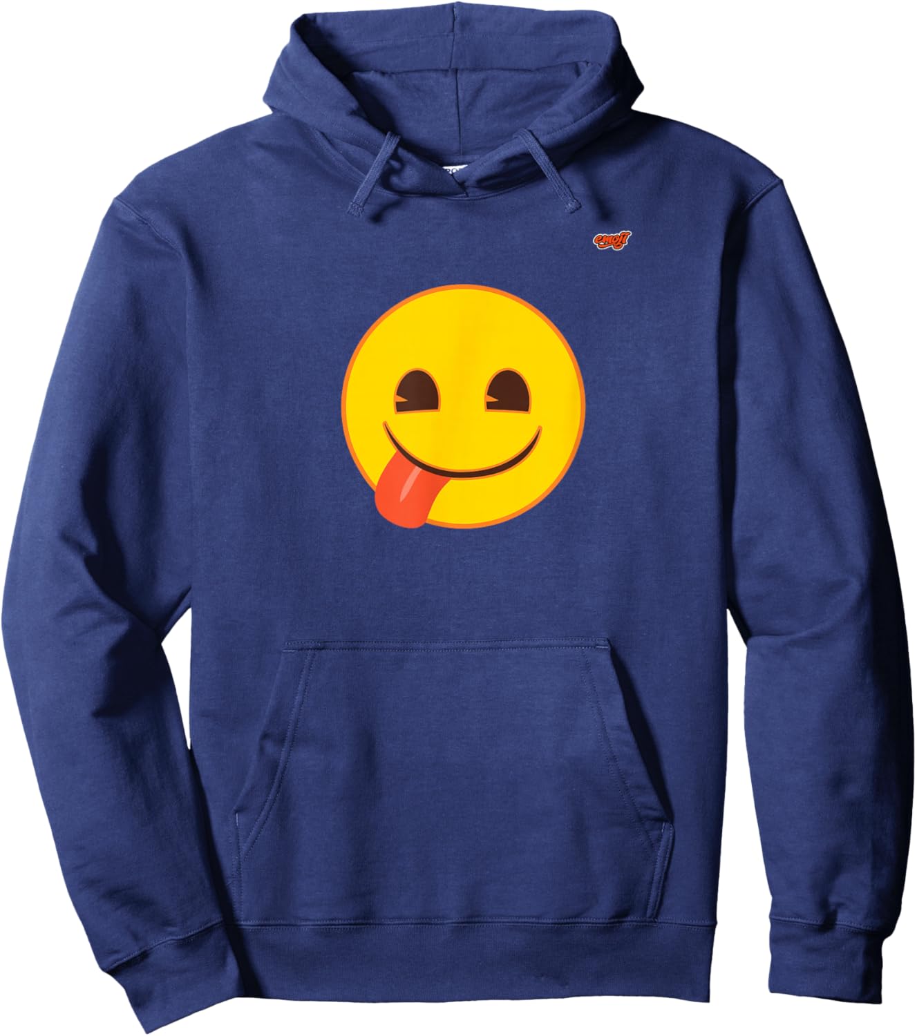Emoticon Yellow Smile Smiling Face Tongue Fun Silly Cute Hoodie - Hoodie | Navy