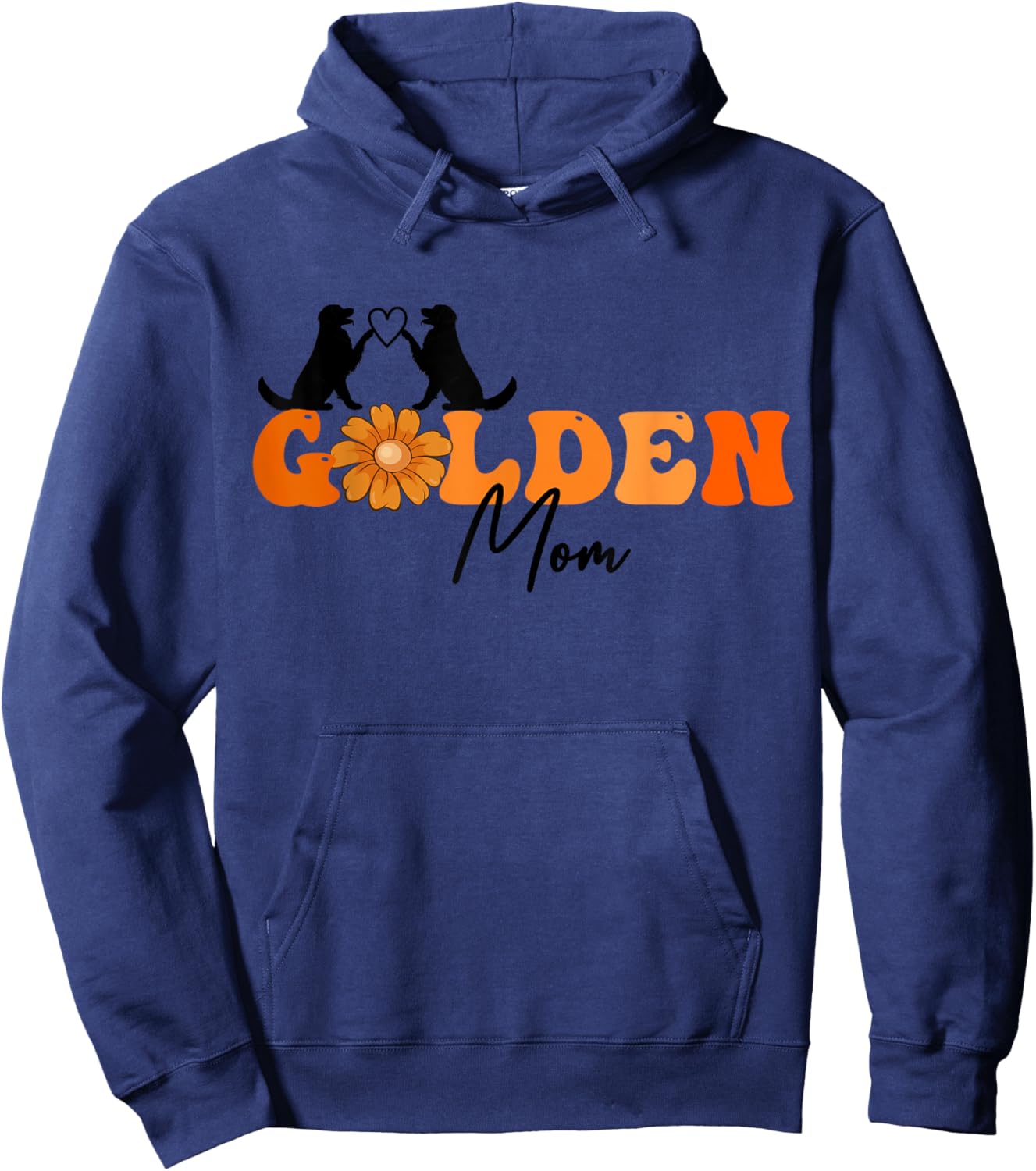 Flower Mama Golden Retriever Cute Mother's Day Golden Mom Hoodie - Hoodie | Navy