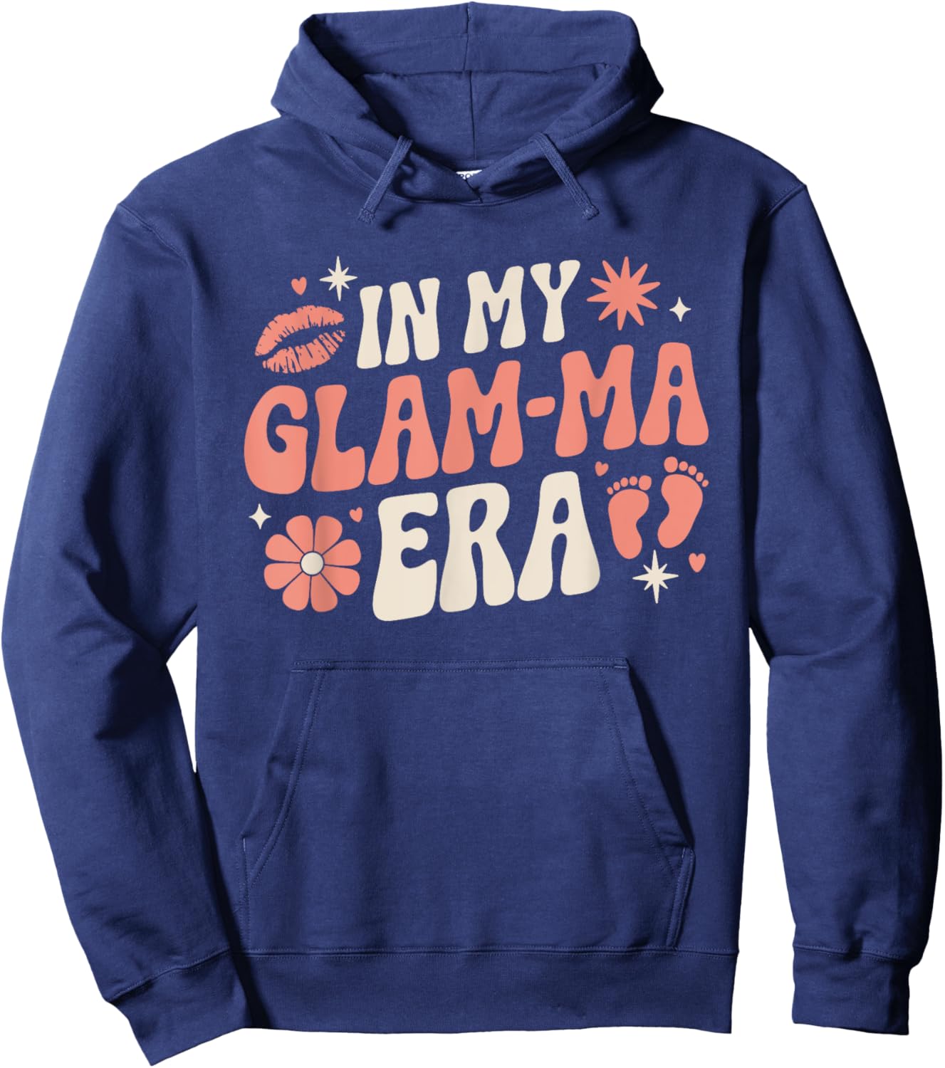 Retro In My Glam-Ma Era Funny Grandma Baby Announcement Hoodie - Hoodie | Navy