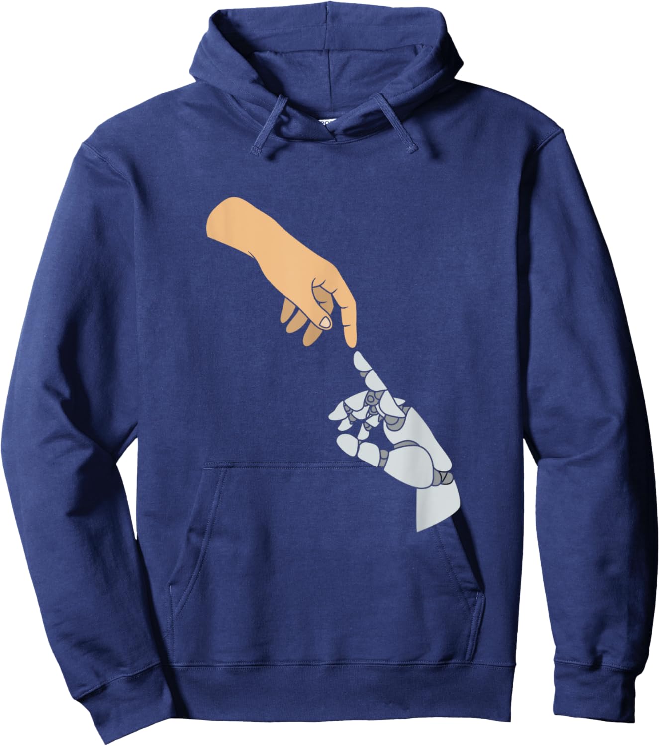 Funny Artificial Intelligence Human Hand And AI Robot Hand Hoodie - Hoodie | Navy