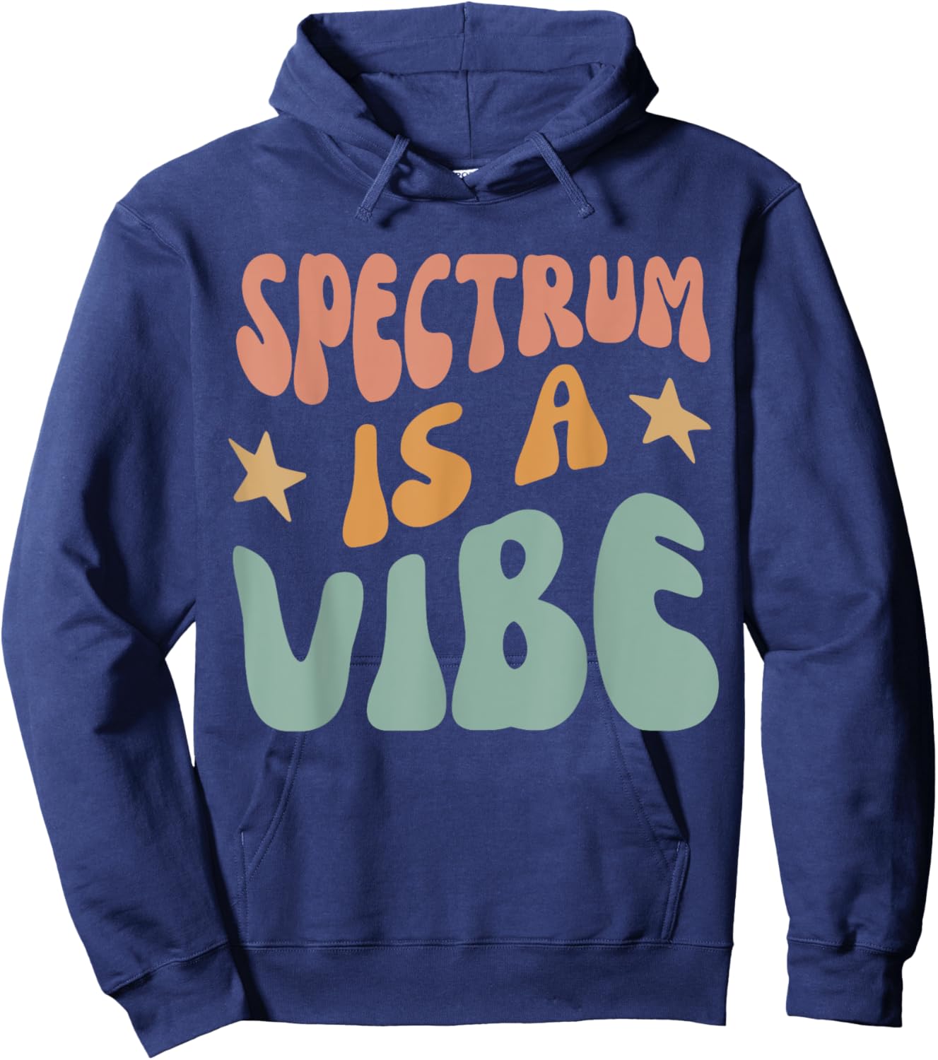Spectrum Is A Vibe Black Small Modern Classic Short Sleeve Polyester 100% Cotton Blend All Seasons Family, All Ages Hoodie - Hoodie | Navy
