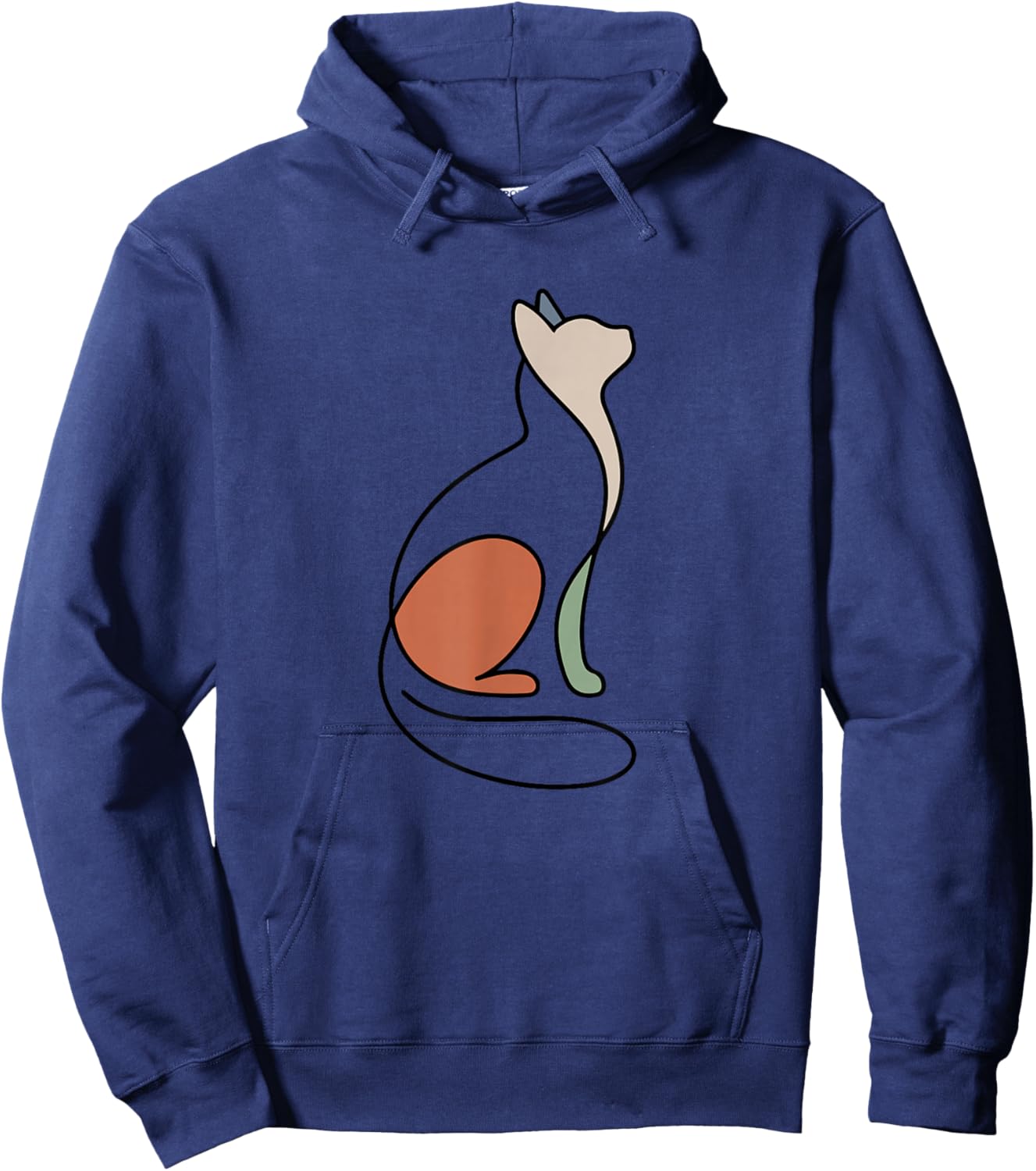 Minimalist Cat Design in Terracotta and Sage Tones Hoodie - Hoodie | Navy