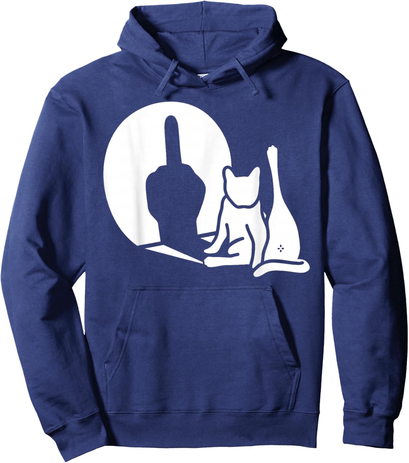 Cat Shadow Funny Middle Finger Gesture Hoodie - Hoodie | Navy