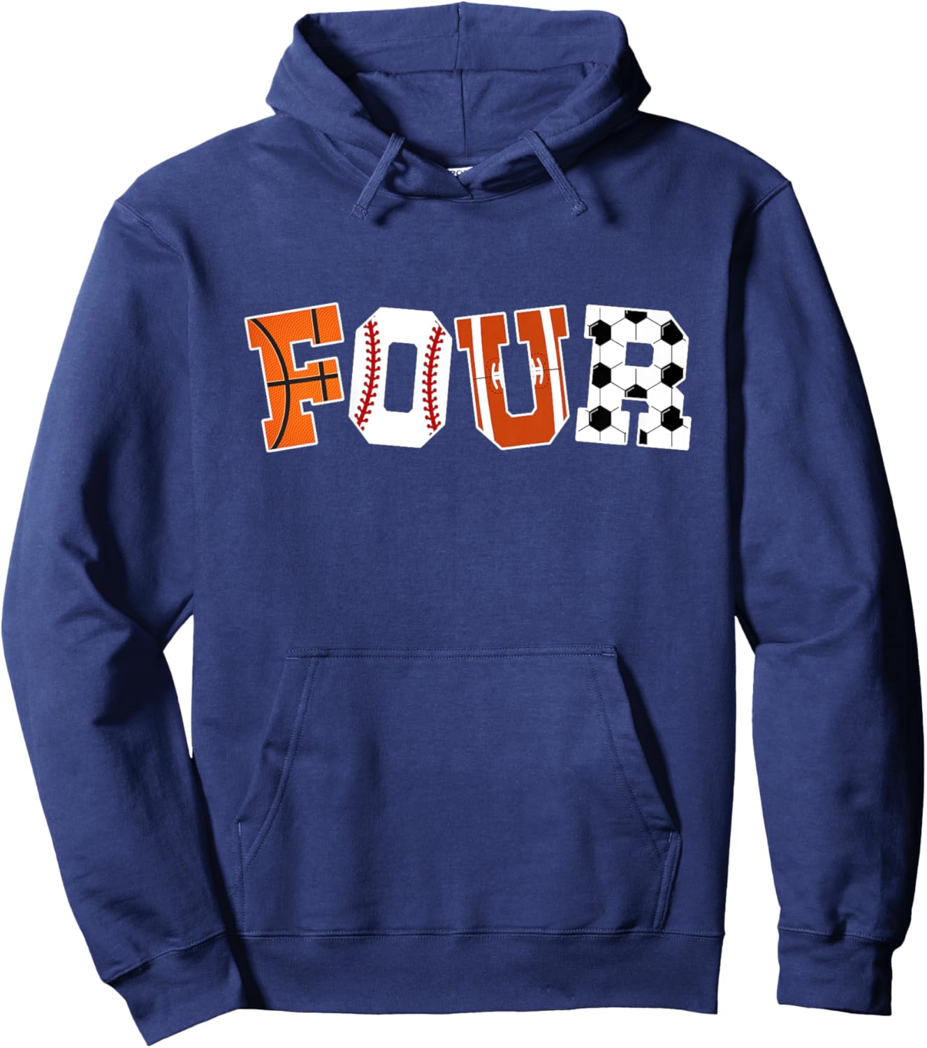 Kids 4th Birthday Sports Birthday Party 4 Year Old Boy Hoodie - Hoodie | Navy