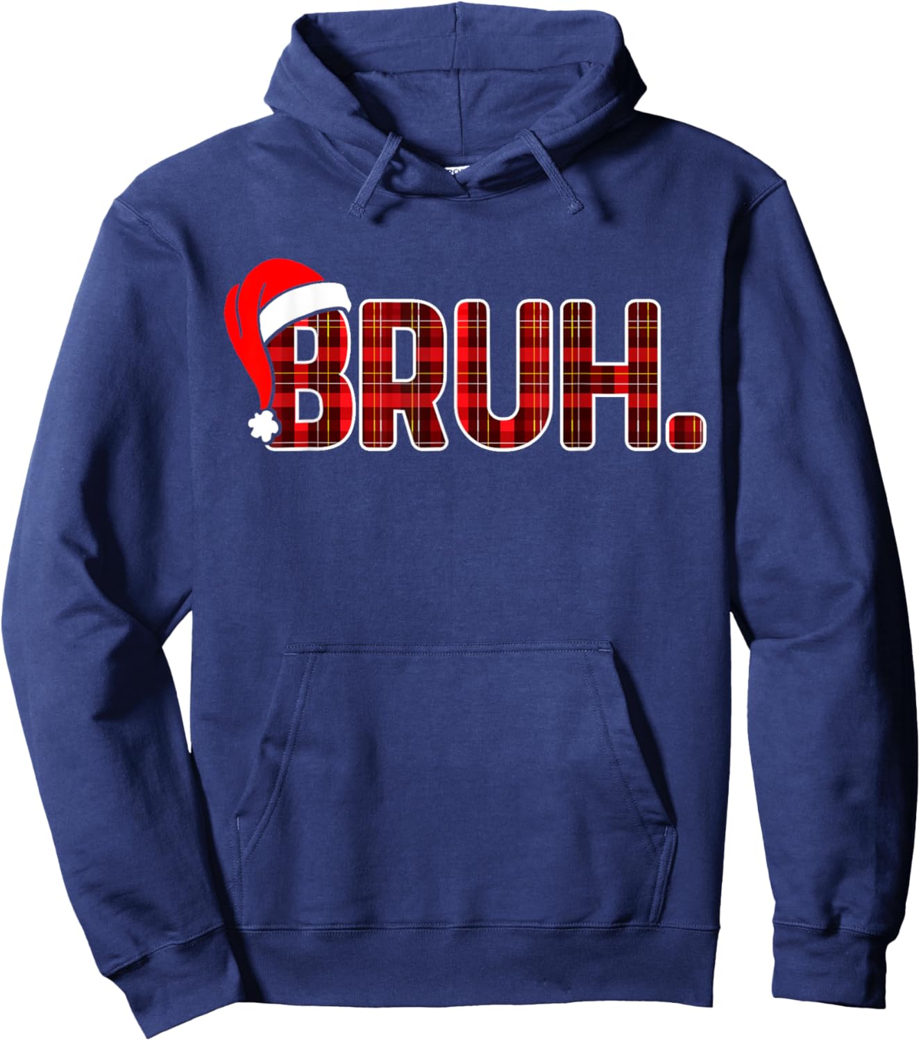 Bruh Funny Christmas Plaid Teens Boys Kids Xmas Pajamas Hoodie - Hoodie | Navy