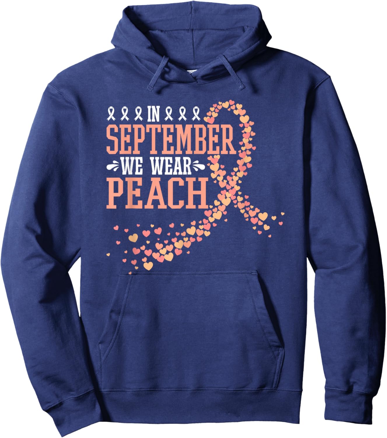 In September We Wear Peach Endometrial Cancer Uterine Hoodie - Hoodie | Navy
