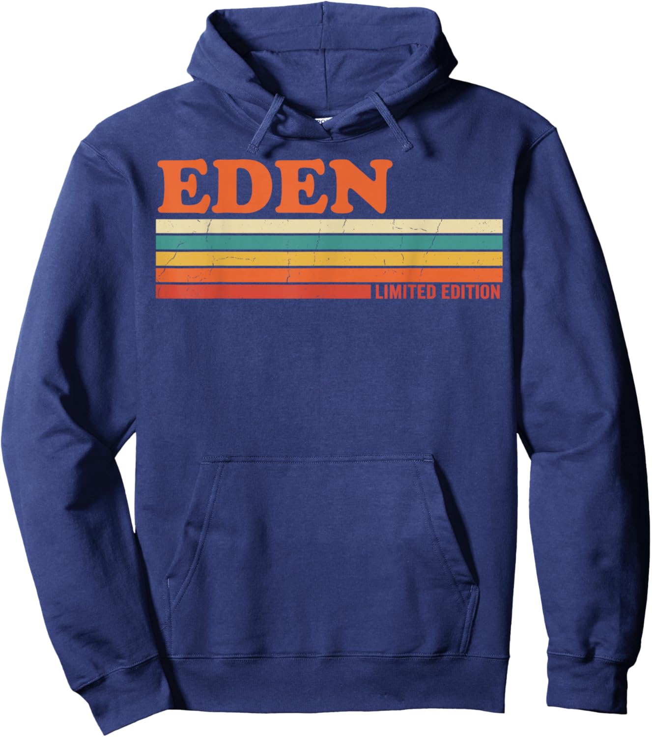 Eden Rétro Prénom Personnalisé Vintage Rayures Hoodie - Hoodie | Navy