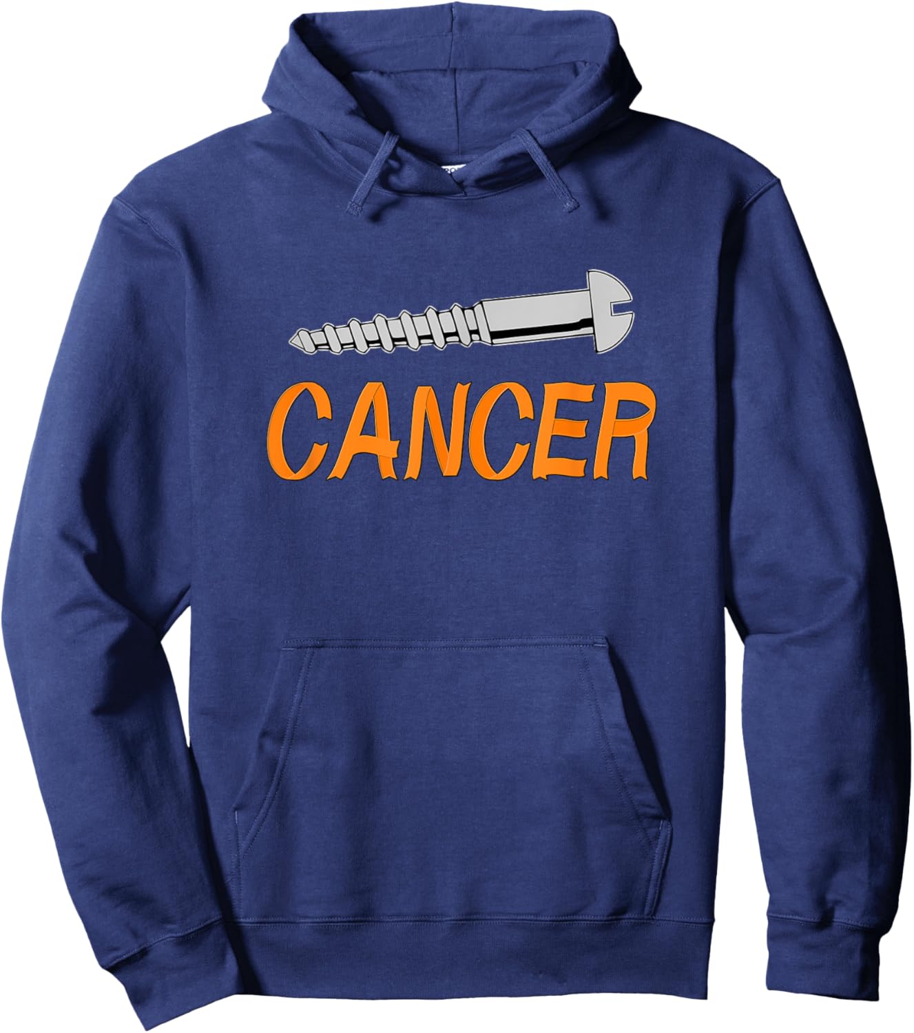 Screw Cancer - Screw and Orange Ribbon Letters Hoodie - Hoodie | Navy