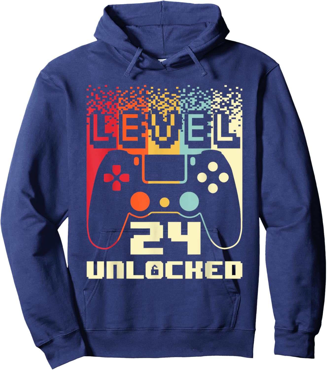 24th Birthday Level 24 Unlocked Gamer 24 Year Old Hoodie - Hoodie | Navy