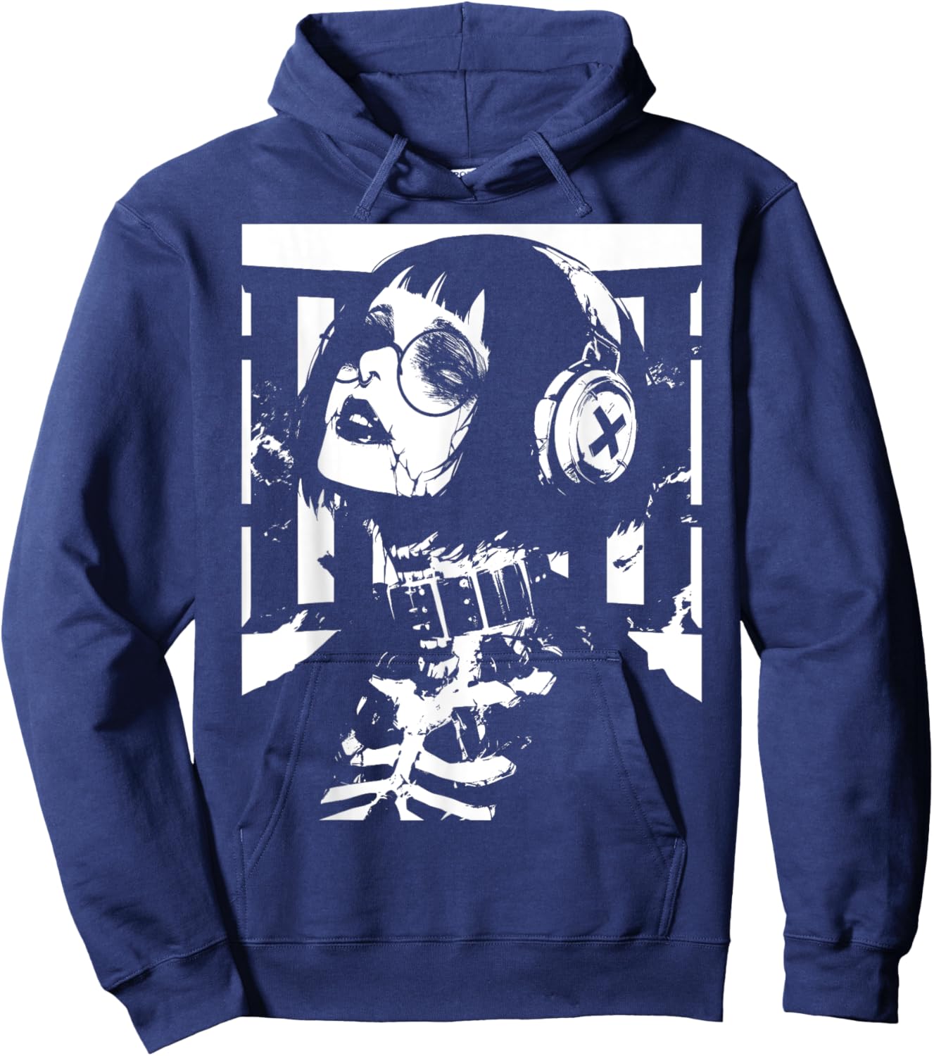 Horror Techwear Ghoul Girl Cybergoth Gothic Anime Manga Hoodie - Hoodie | Navy