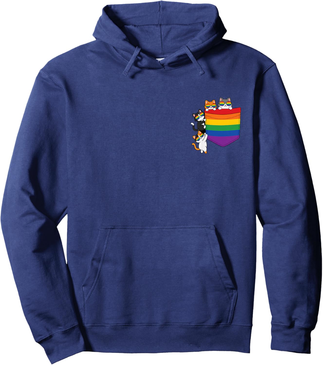 Lustiges Pocket Rainbow Cat Pride Queer Gay CSD Party LGBTQ Hoodie - Hoodie | Navy