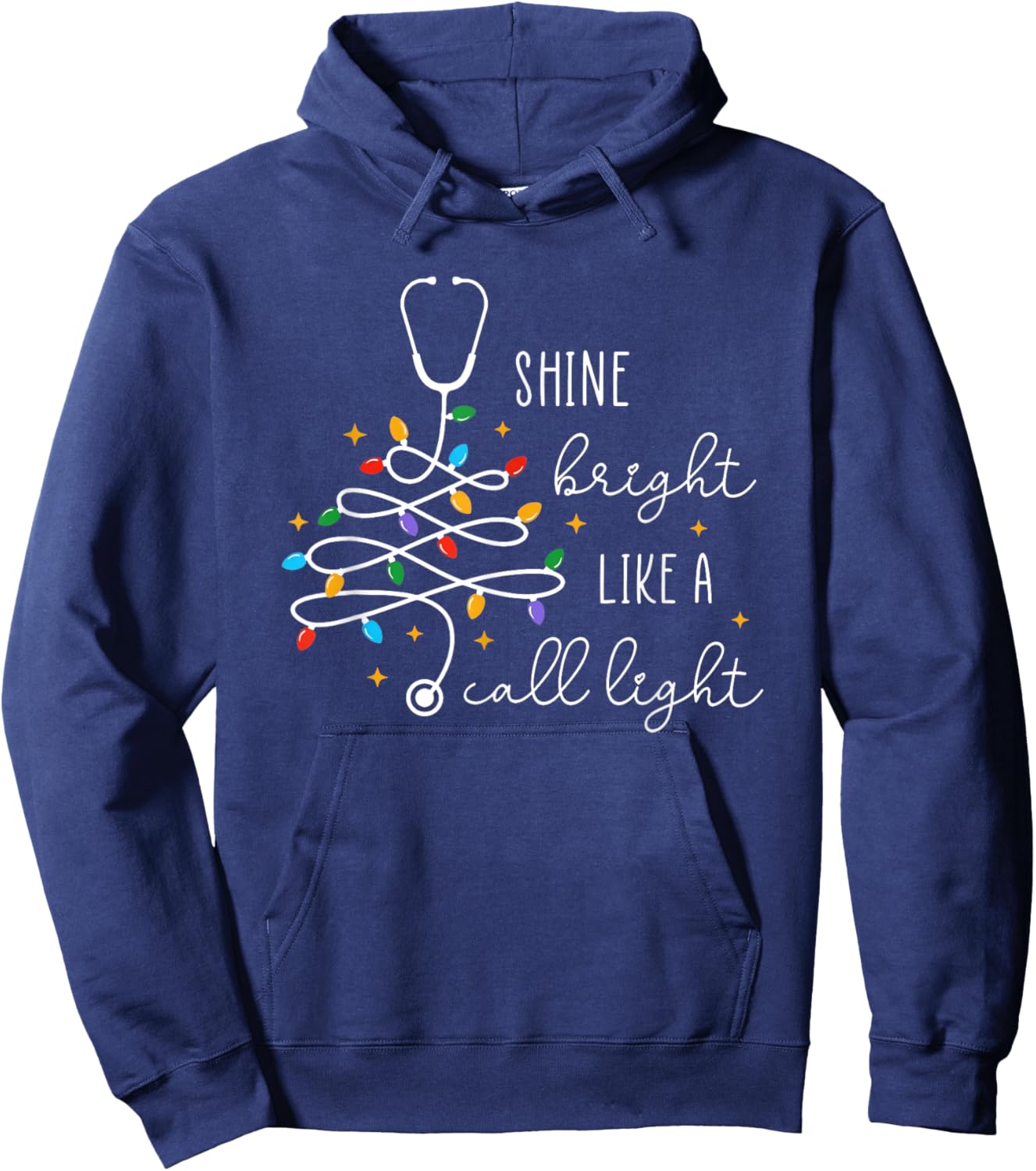Funny Shine Bright Like A Call Light Nurse Merry Christmas Hoodie - Hoodie | Navy