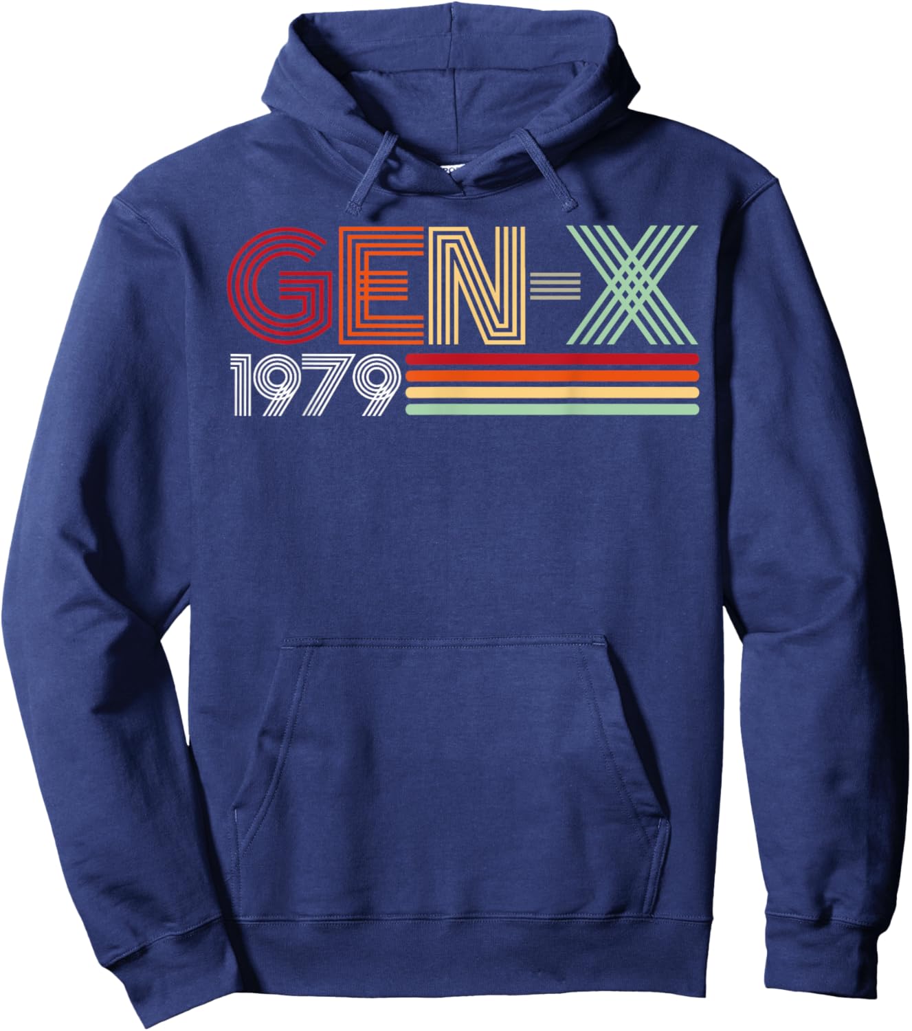 Gen X 1979 Retro Generation Xer Vintage Text Style Hoodie - Hoodie | Navy