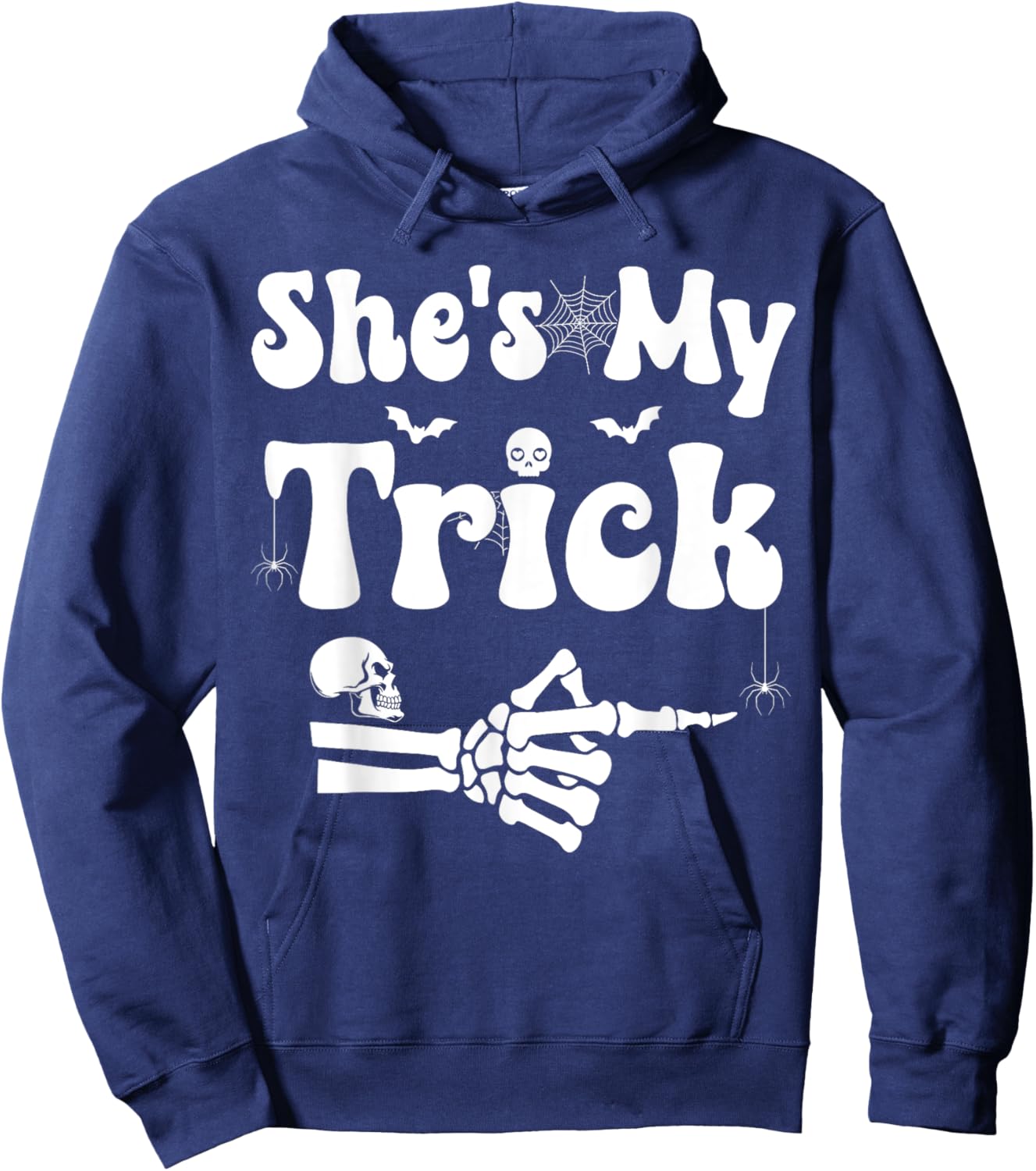 She's My Trick Skeleton Couples Matching Couple Halloween Hoodie - Hoodie | Navy
