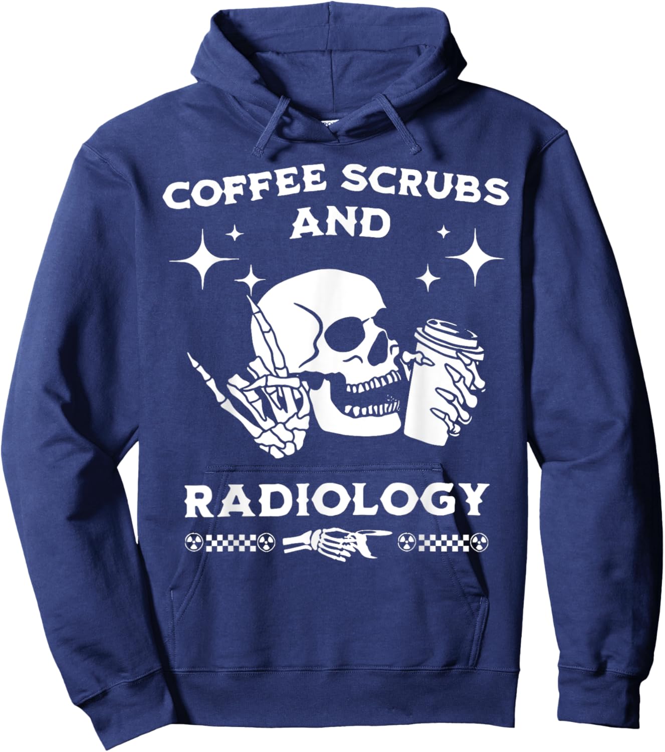Skull Coffee Scrubs & Radiology Radiologist Technician X-ray Hoodie - Hoodie | Navy