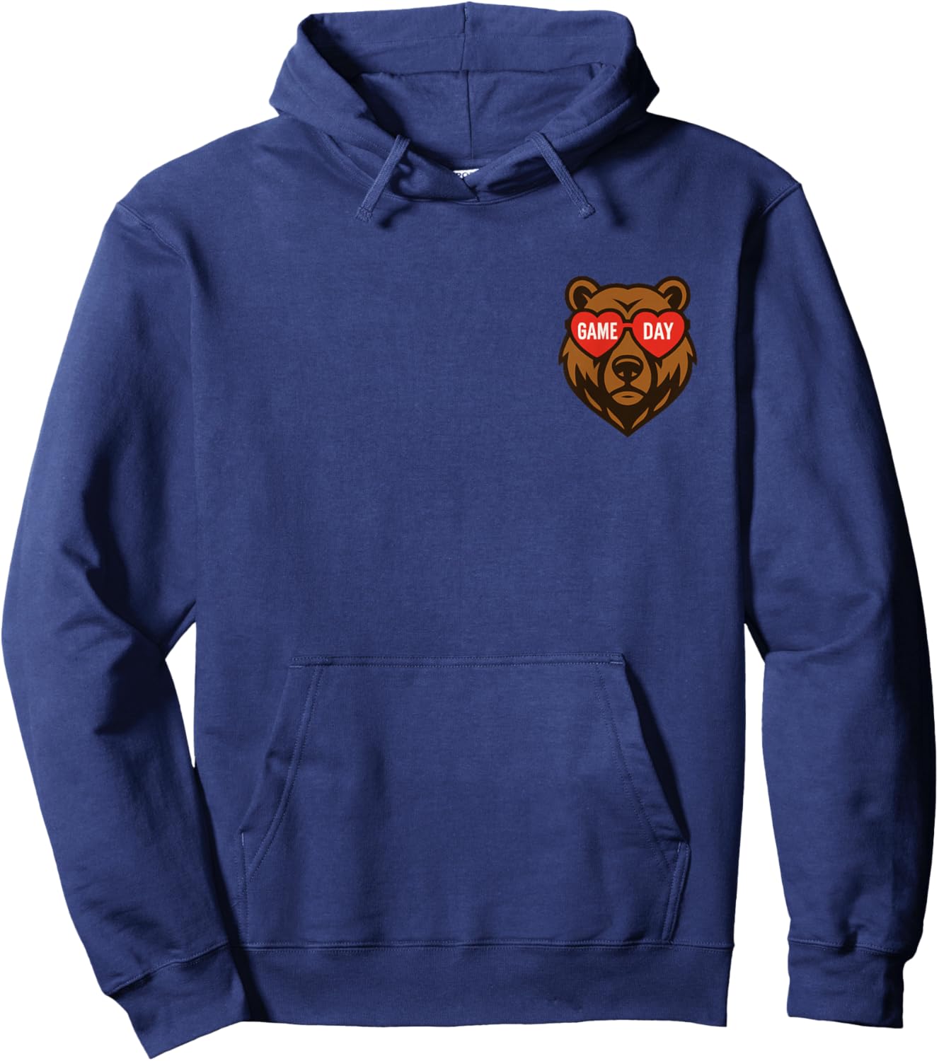 Game Day Bear Sports Fan Heart Sunglasses Funny Team Spirit Hoodie - Hoodie | Navy