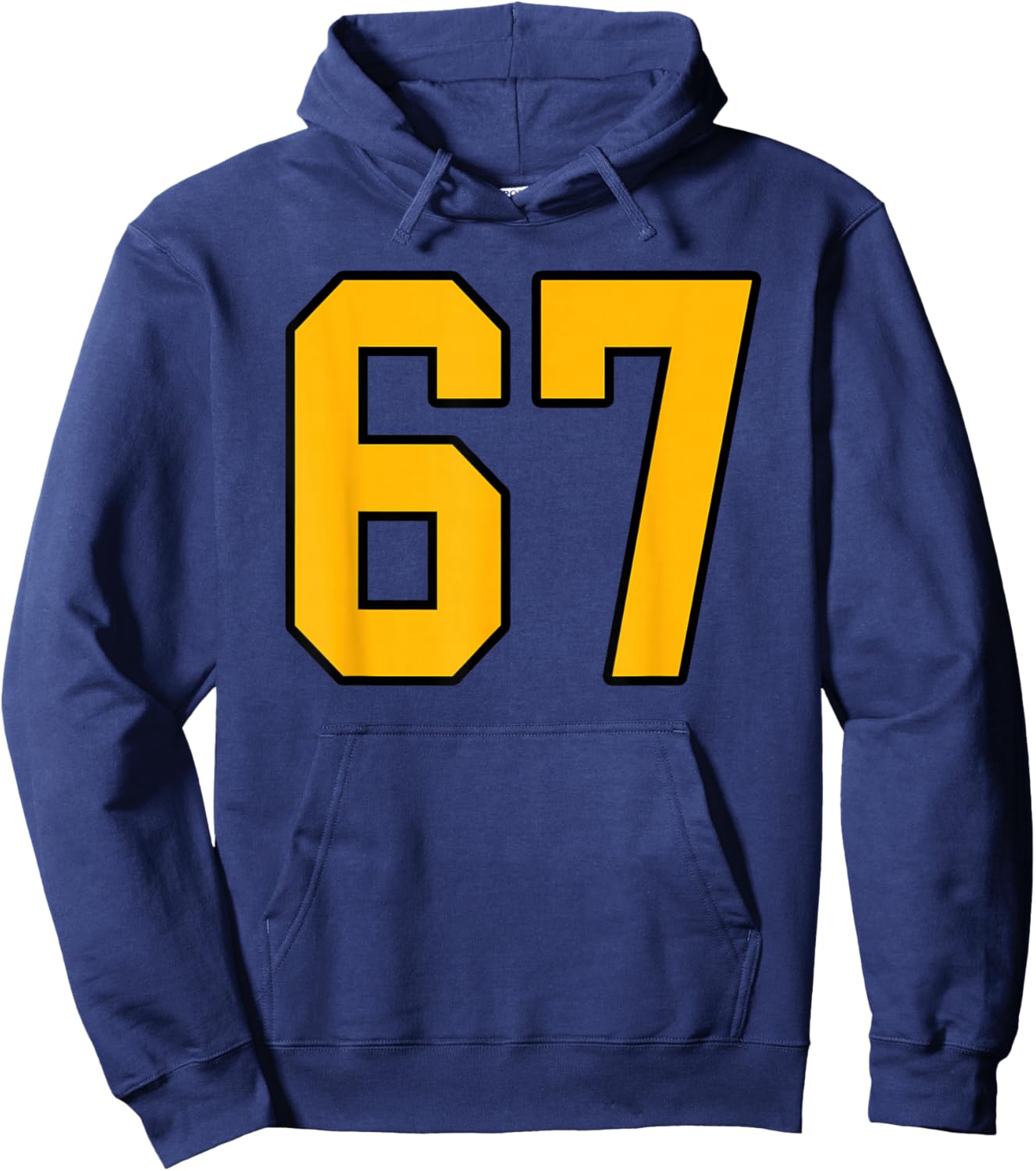 Gold and Black Sports Number 67 Jersey Uniform Player Hoodie - Hoodie | Navy