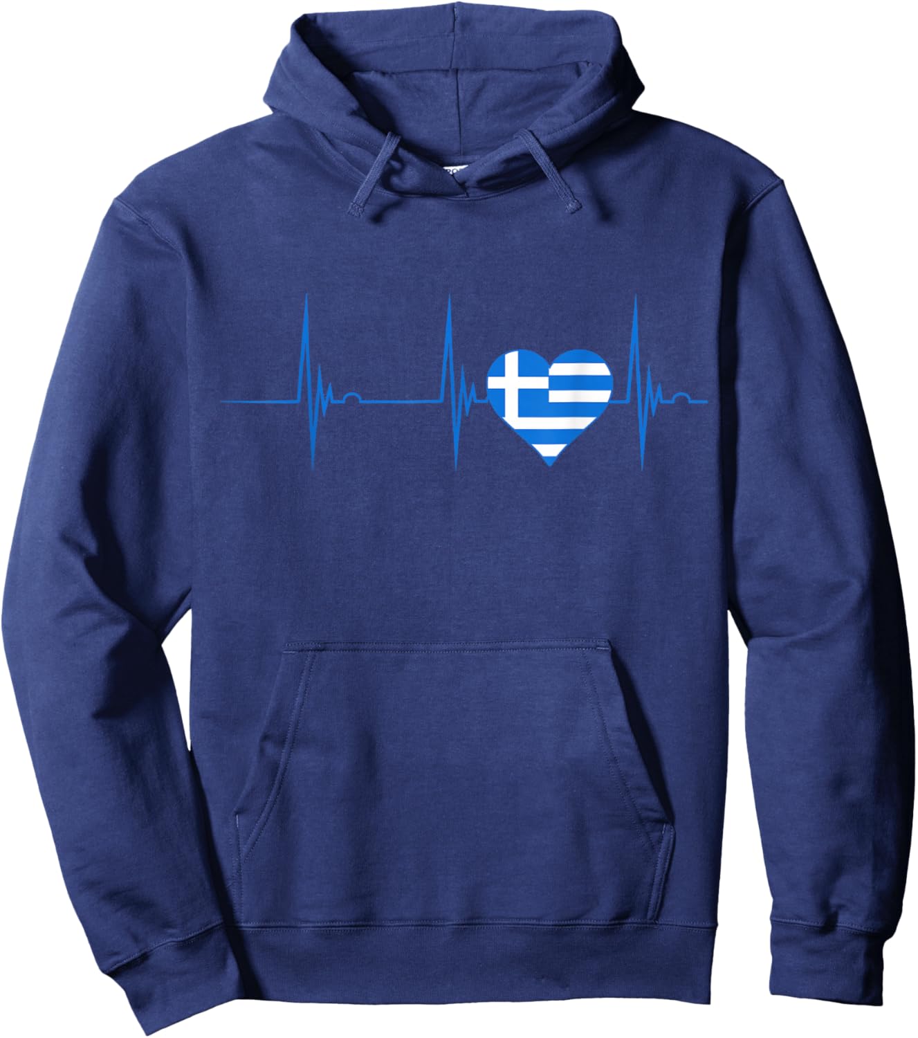 Greece Heartbeat EKG Pulse Greek Flag Heart Greek Pride Hoodie - Hoodie | Navy