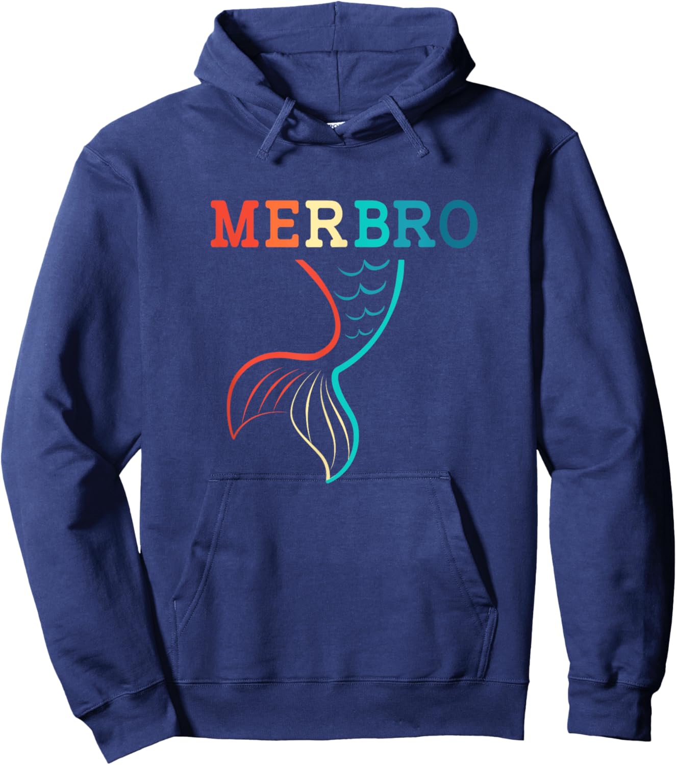 Retro Merman Lover Merbro Mermaid Brother Hoodie - Hoodie | Navy