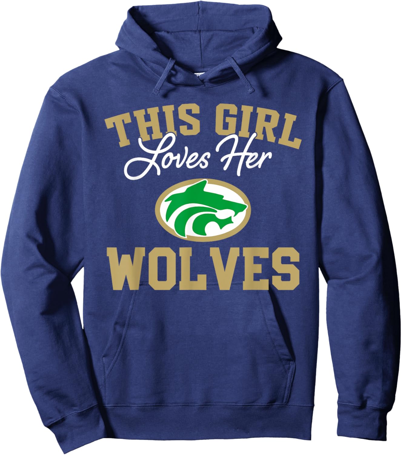 Buford Wolves Logo This Girl Loves Her HS Hoodie - Hoodie | Navy