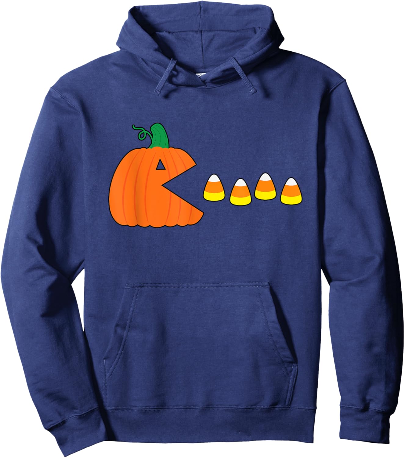 Funny Halloween Pumpkin Eating Candy Corn Halloween Gamer Hoodie - Hoodie | Navy