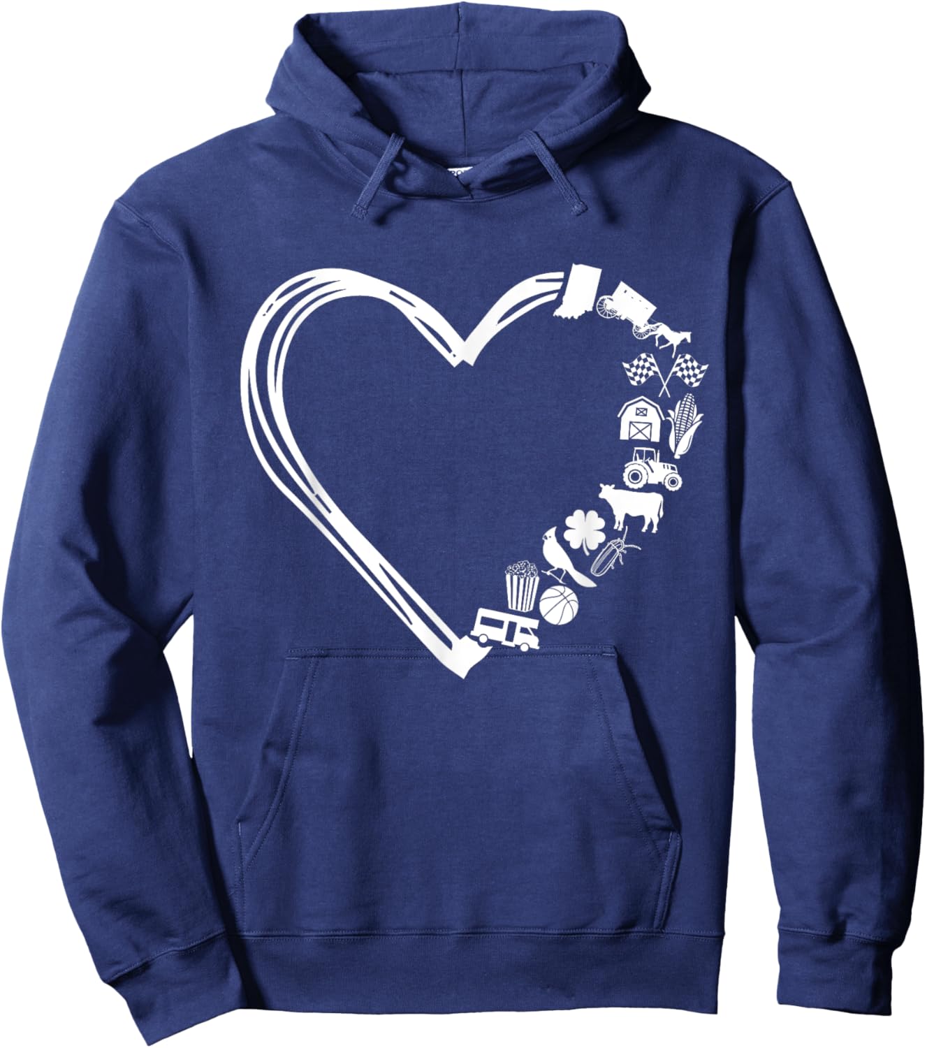 I Love the State of Indiana Heart Hoodie - Hoodie | Navy