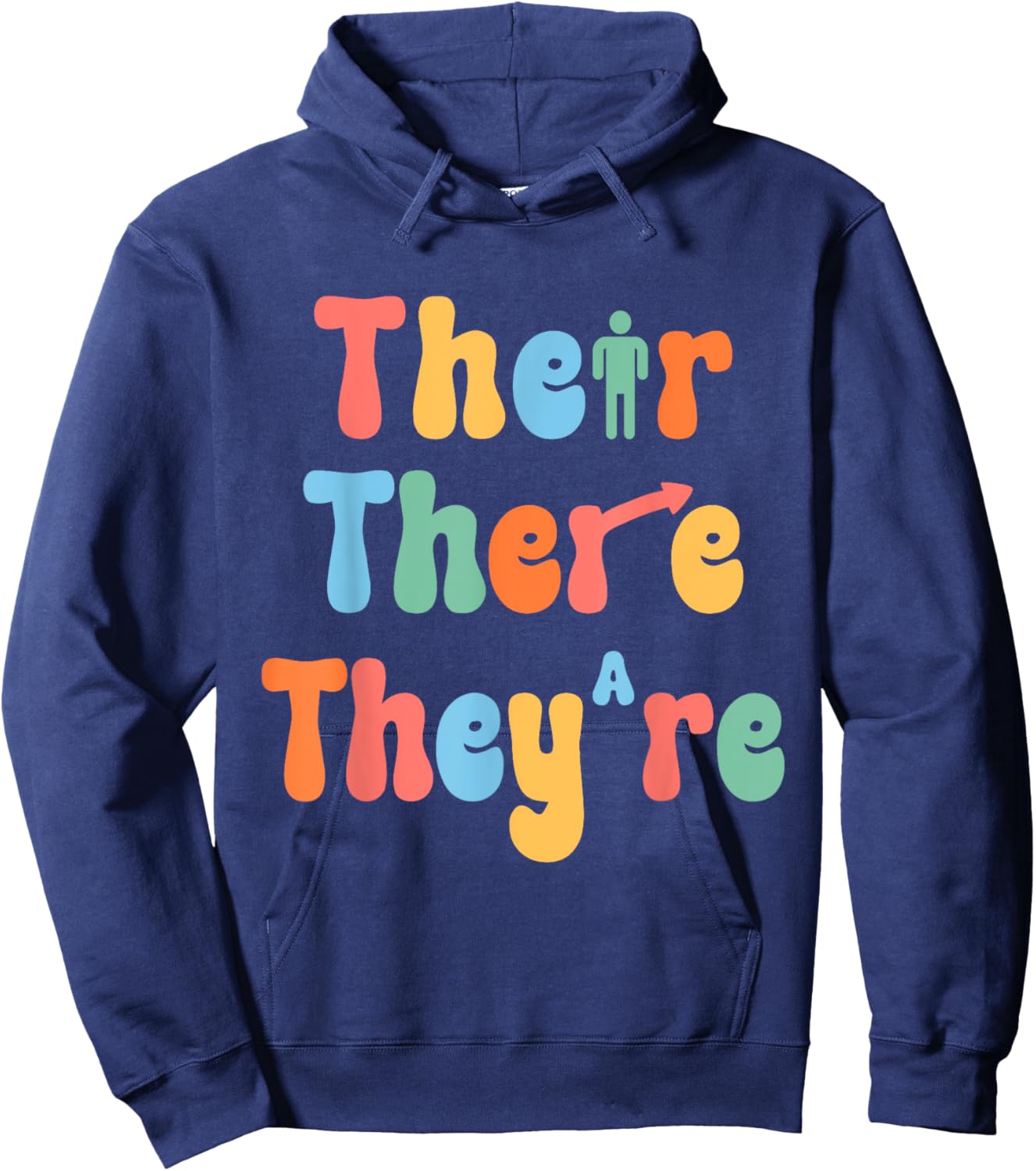 Funny There Their They're English class Grammar Joke Teacher Men Women Kids Hoodie - Hoodie | Navy