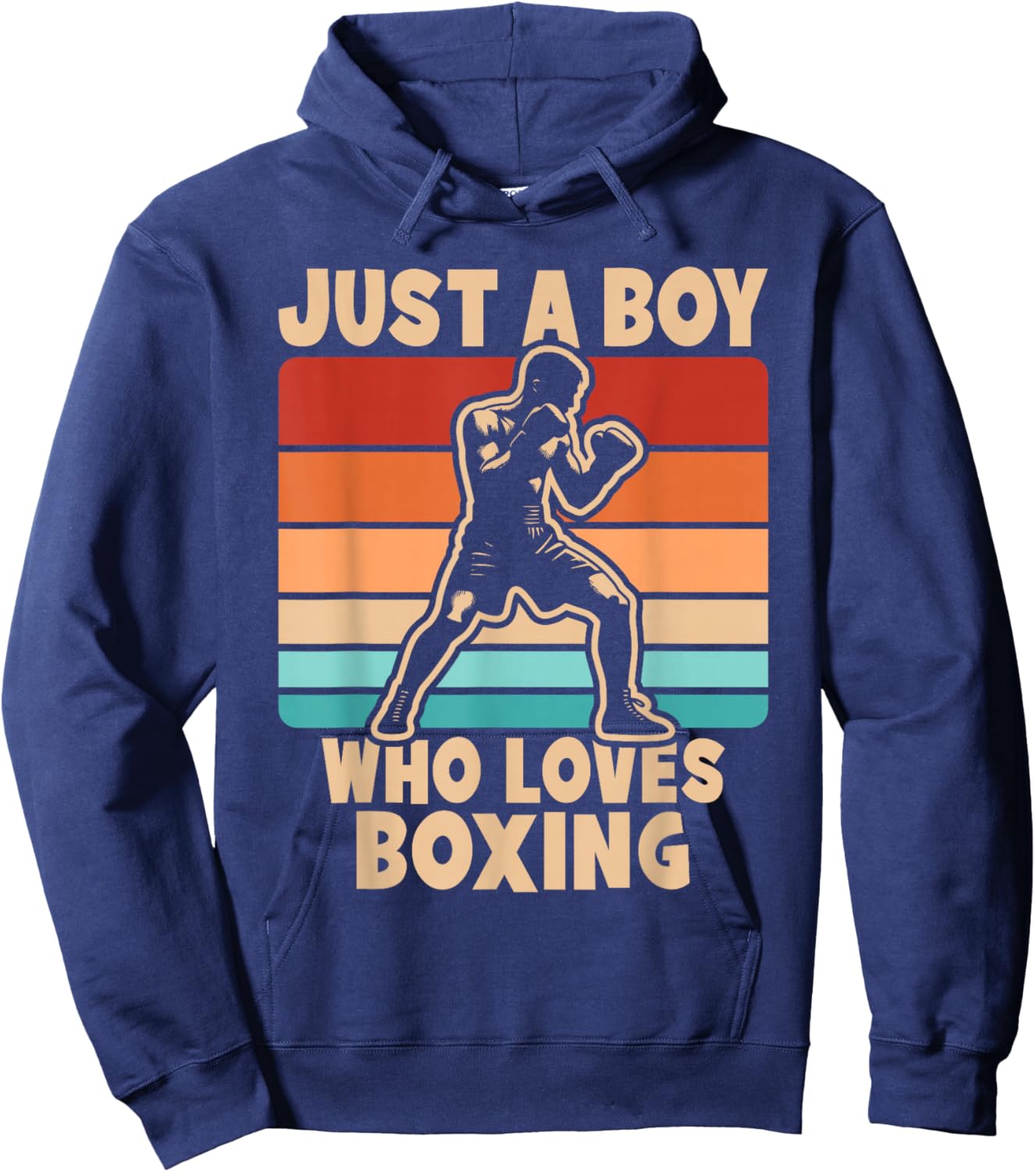 Just A Boy Who Loves Boxing Funny Retro Boxer Kids Hoodie - Hoodie | Navy