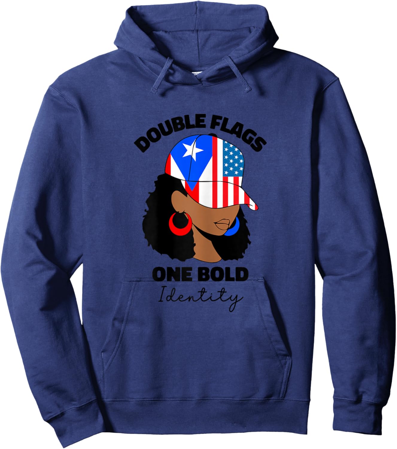 African American Puerto Rican Girl Afro Puerto Rico PR Flag Hoodie - Hoodie | Navy