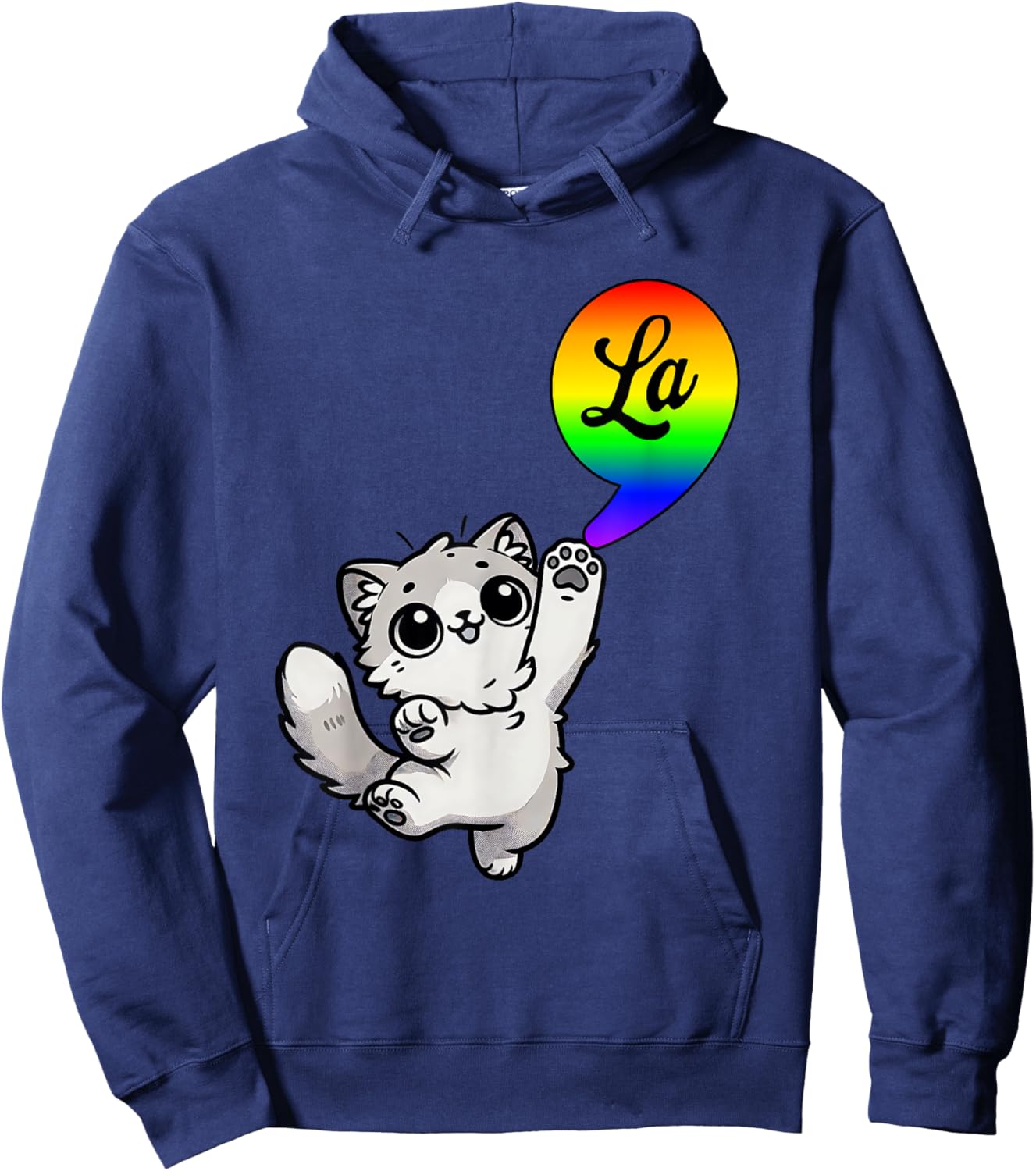 Comma-LA with cute cat Kamala Rainbow design Men Women Kids Hoodie - Hoodie | Navy