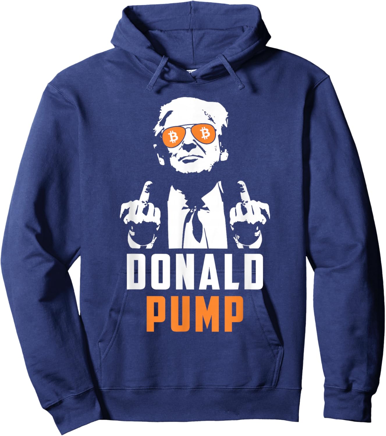 Donald Pump Bitcoin Funny Trump 2024 Crypto American Flag Hoodie - Hoodie | Navy