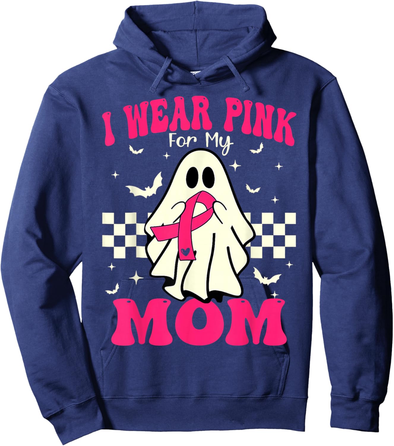 I Wear Pink for My Mom Ghost Halloween Breast Cancer Hoodie - Hoodie | Navy