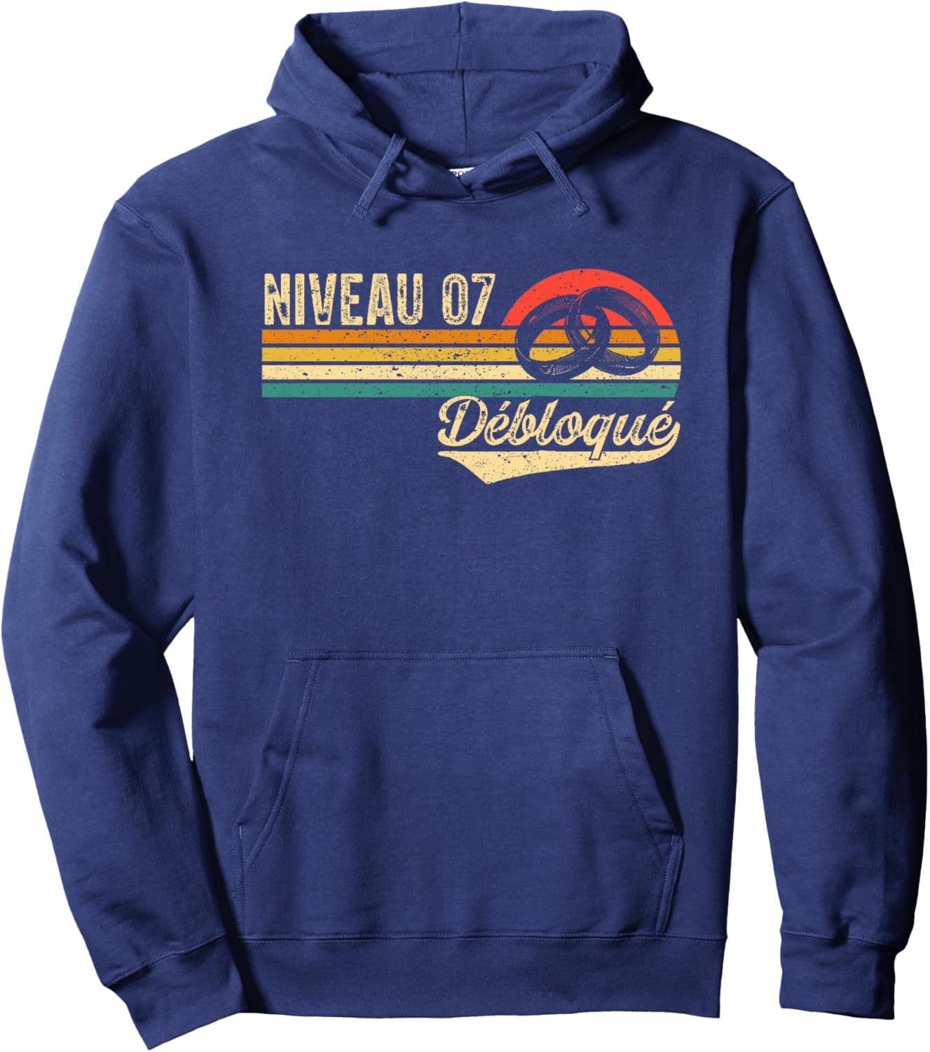 7 Ans de Mariage Noce de Laine, Niveau 7 débloqué Haut de Gamme Hoodie - Hoodie | Navy