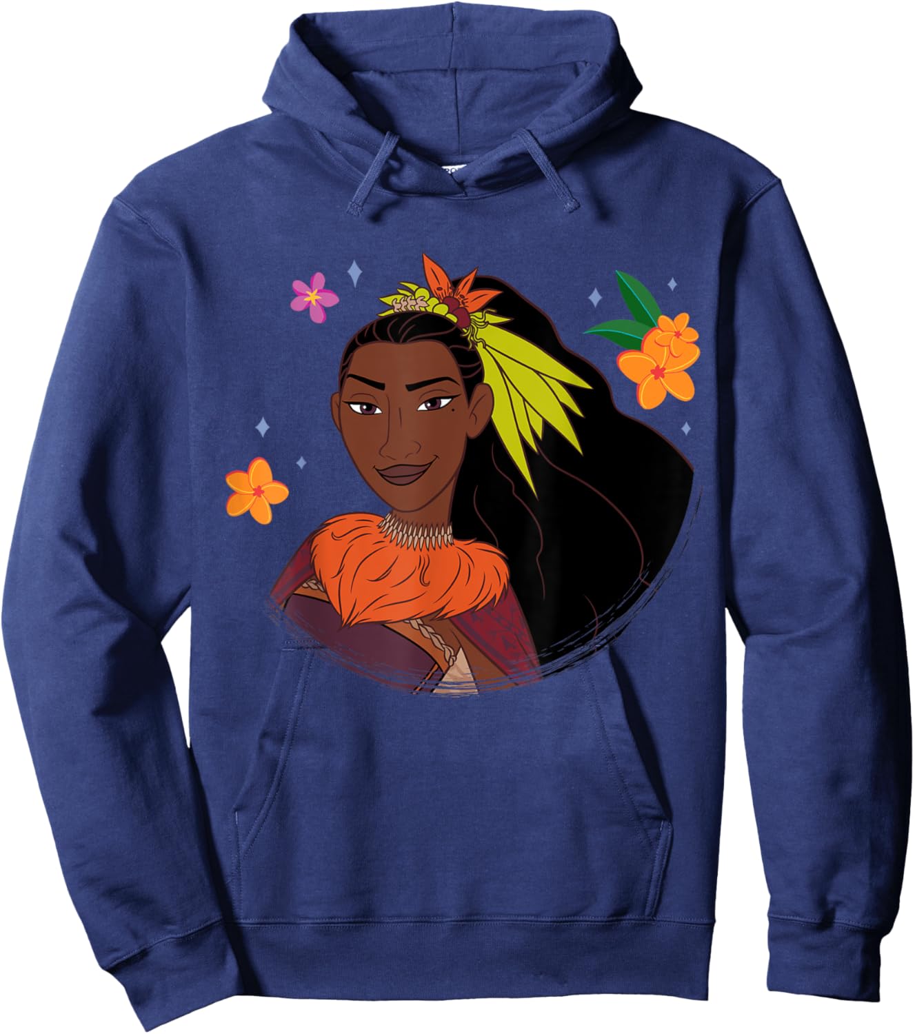 Disney Moana 2 Big Face Matangi Tropical Flowers Costume Hoodie - Hoodie | Navy