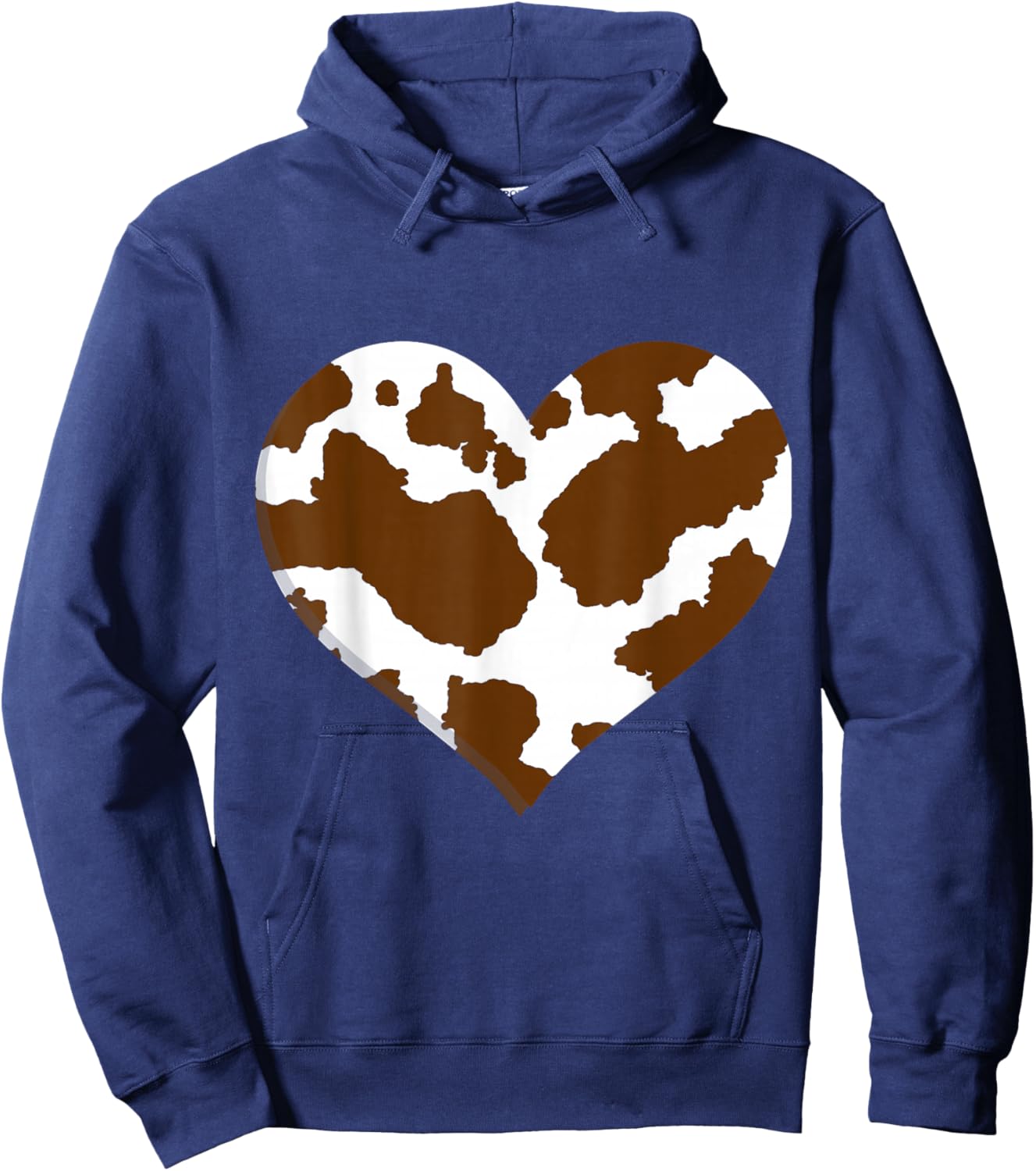 Brown Cow Print Pattren - Heart Brown Cow Pattern Man Women Hoodie - Hoodie | Navy