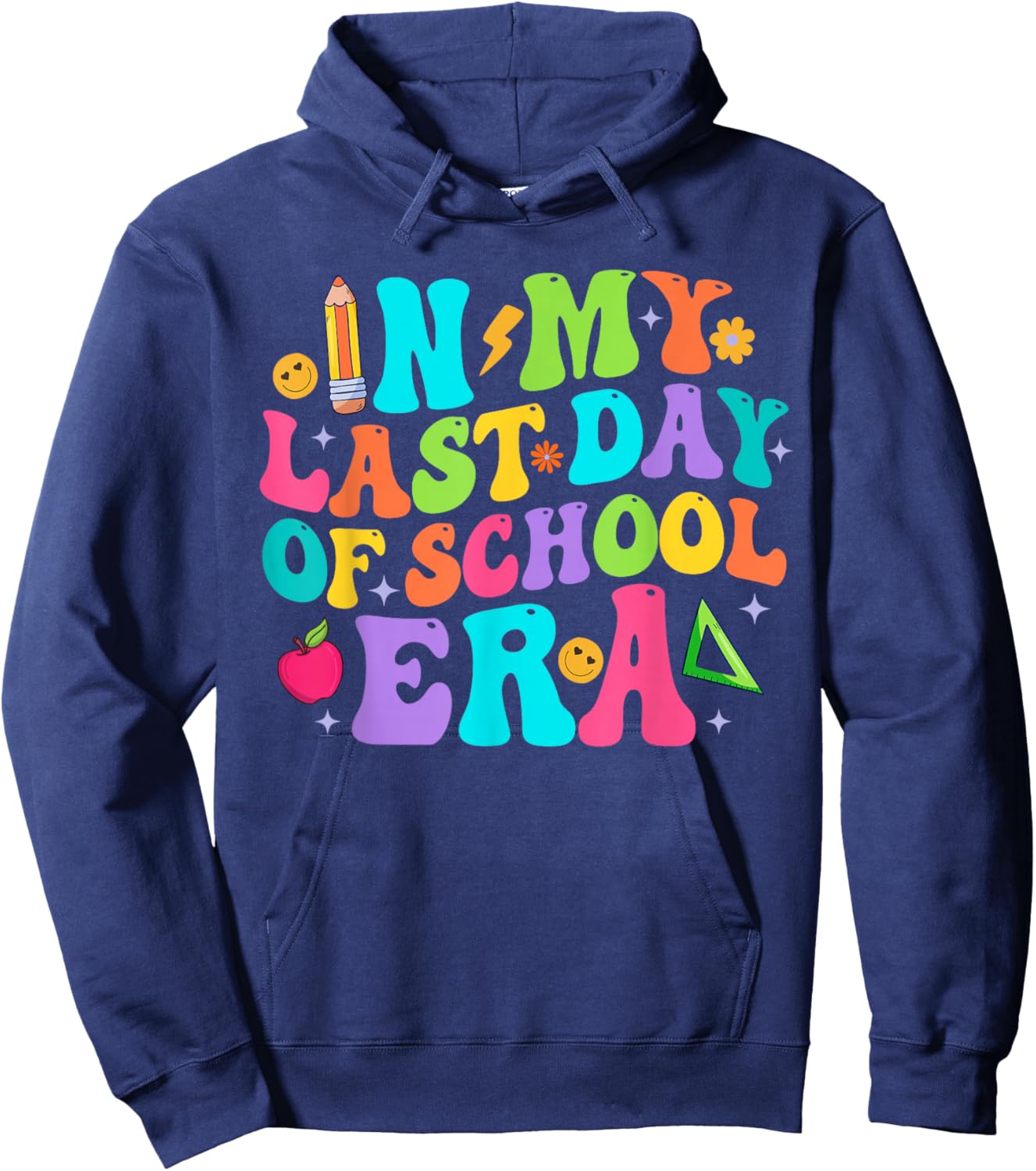 in My Last Day of School Era School's Out for Summer Groovy Hoodie - Hoodie | Navy