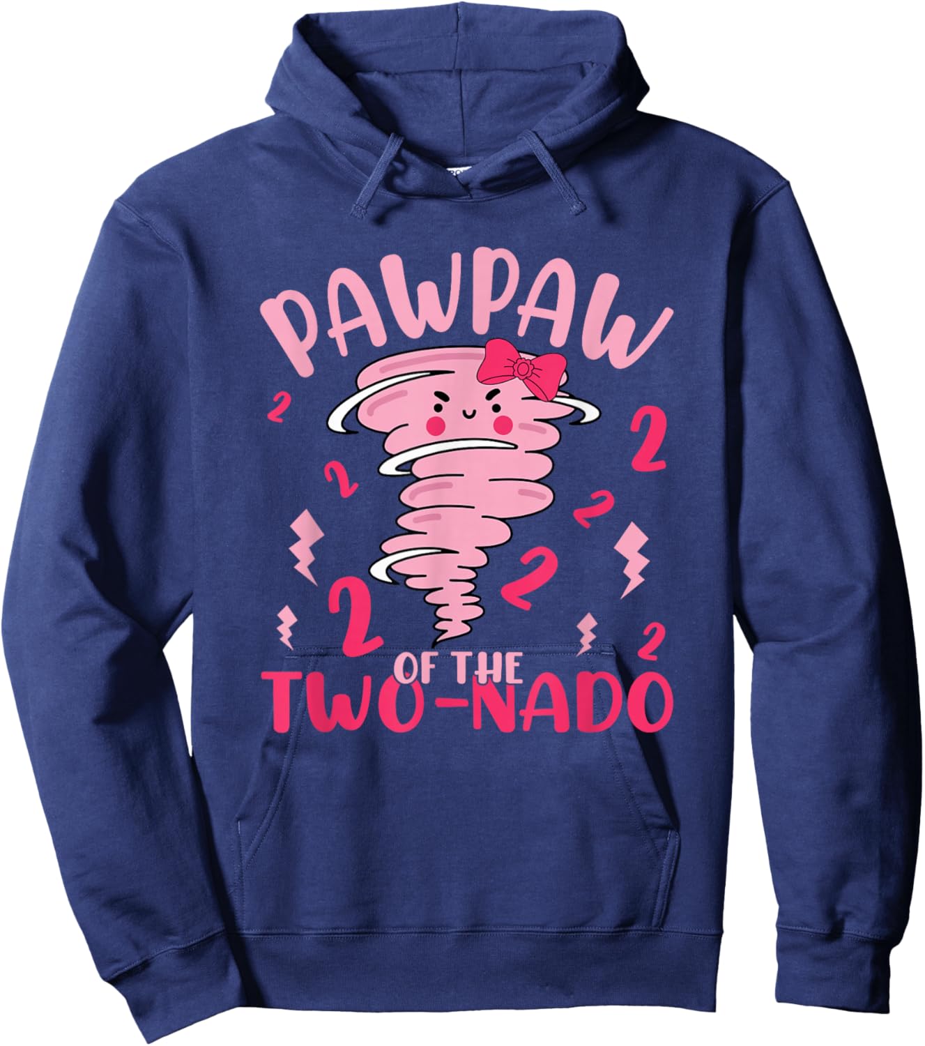Pawpaw of The Two-nado Tornado Theme 2nd Birthday Party Hoodie - Hoodie | Navy