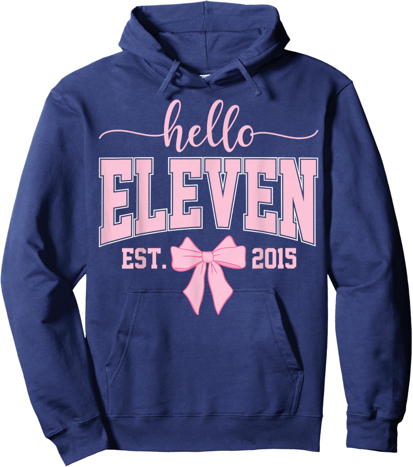 Hello Eleven Est 2015 Coquette Bow 11th Birthday Girl Hoodie - Hoodie | Navy