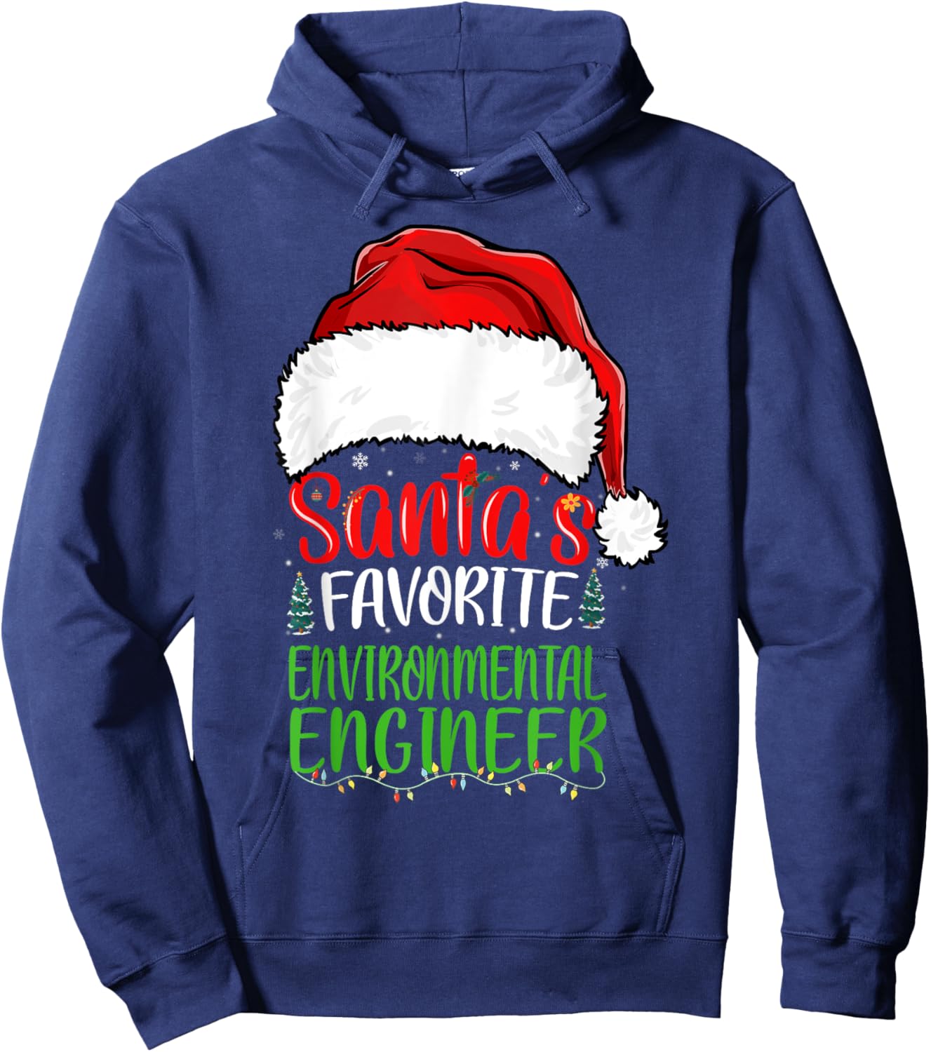 Santa's Favorite Environmental Engineer Funny Christmas Hoodie - Hoodie | Navy