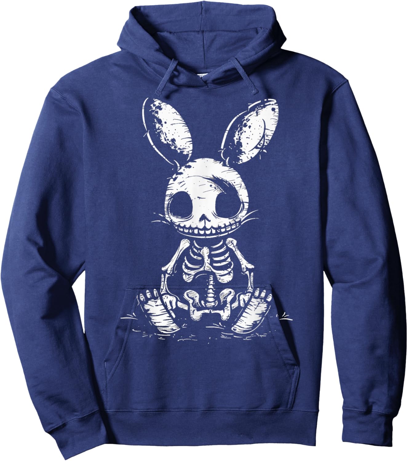 Skeleton Bunny Rabbit Skull Alt Goth Grunge Horror Aesthetic Hoodie - Hoodie | Navy