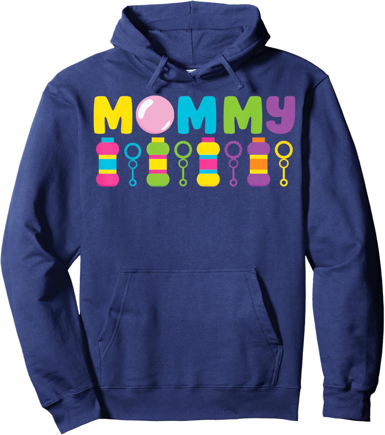 Mommy Bubble Birthday Party Bubble Wands Themed Matching Hoodie - Hoodie | Navy