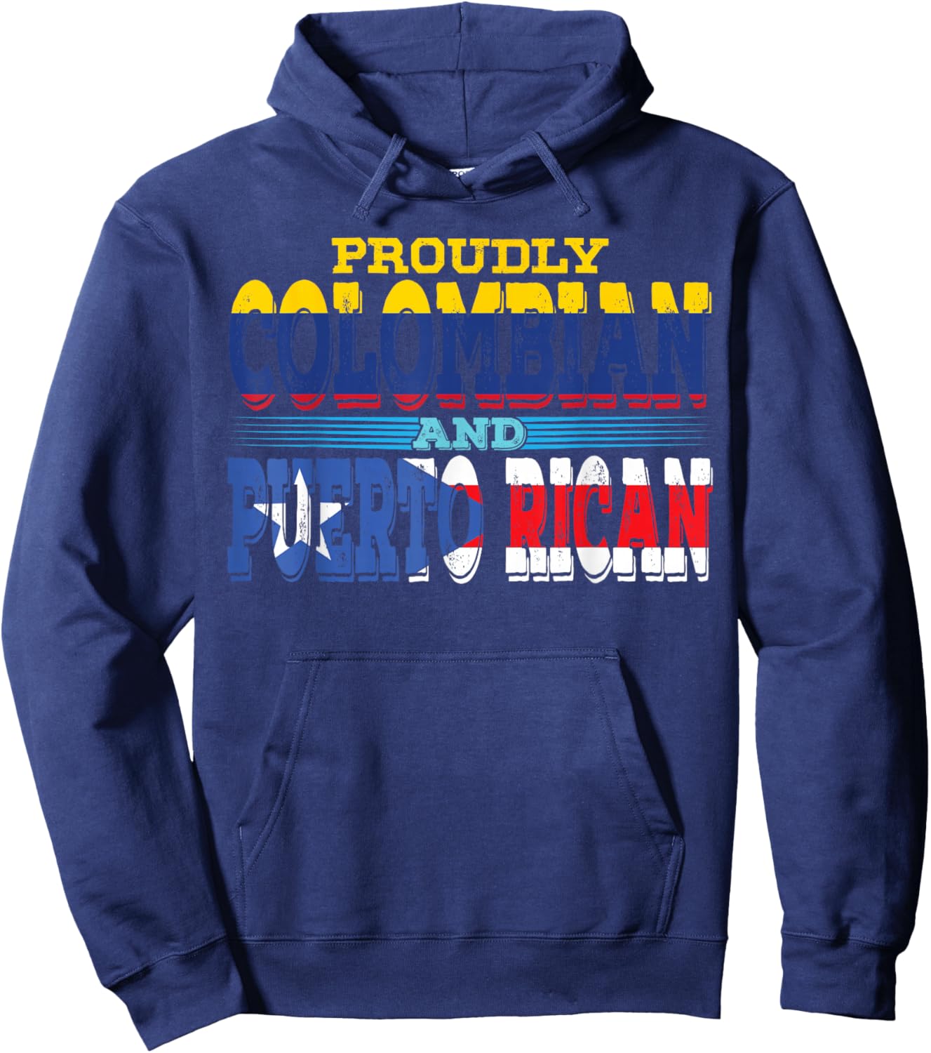 Puerto Rico Colombia Flag Half Puerto Rican Half Colombian Hoodie - Hoodie | Navy