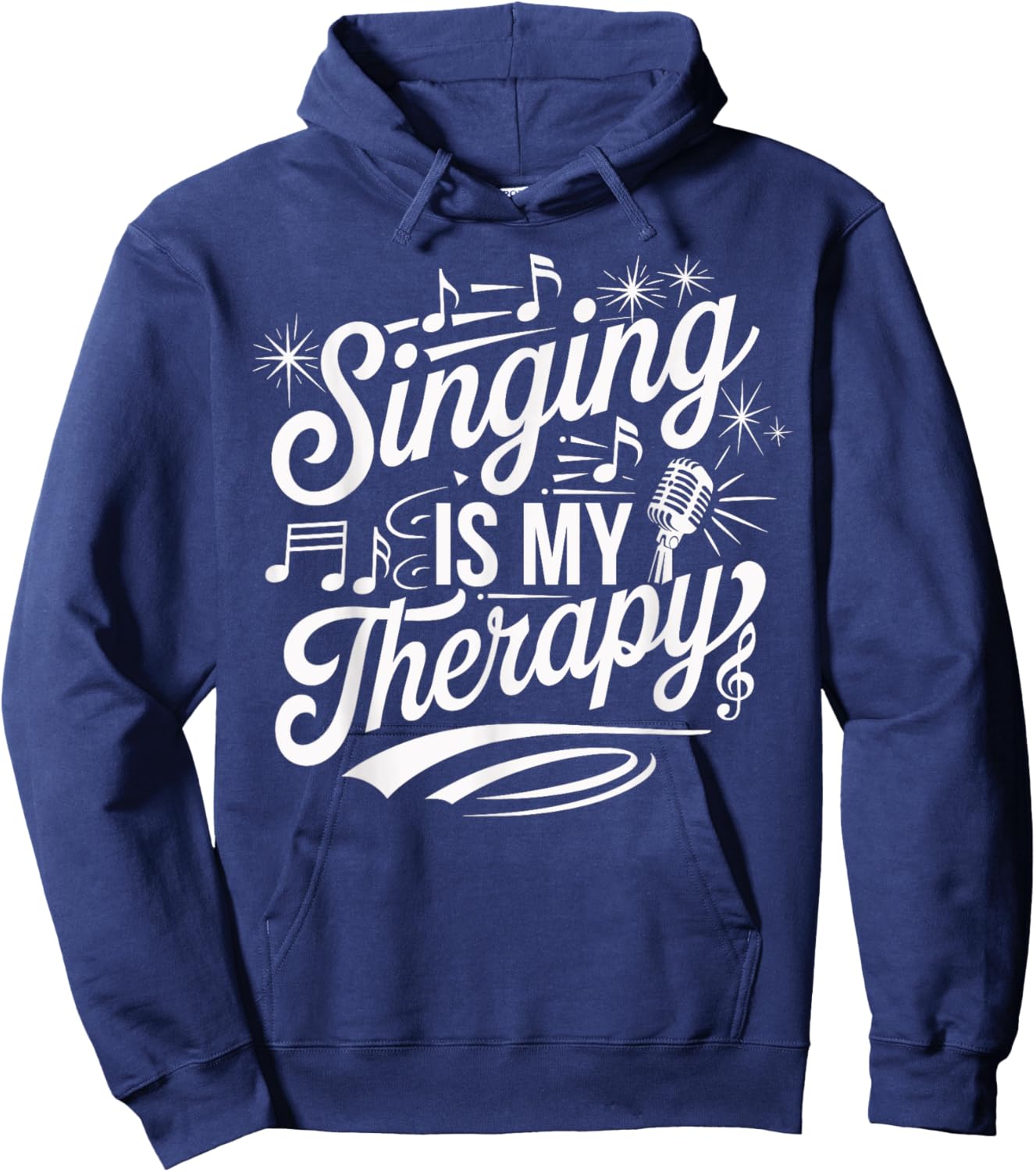 Singing Is My Therapy Microphone Music Quote Hoodie - Hoodie | Navy